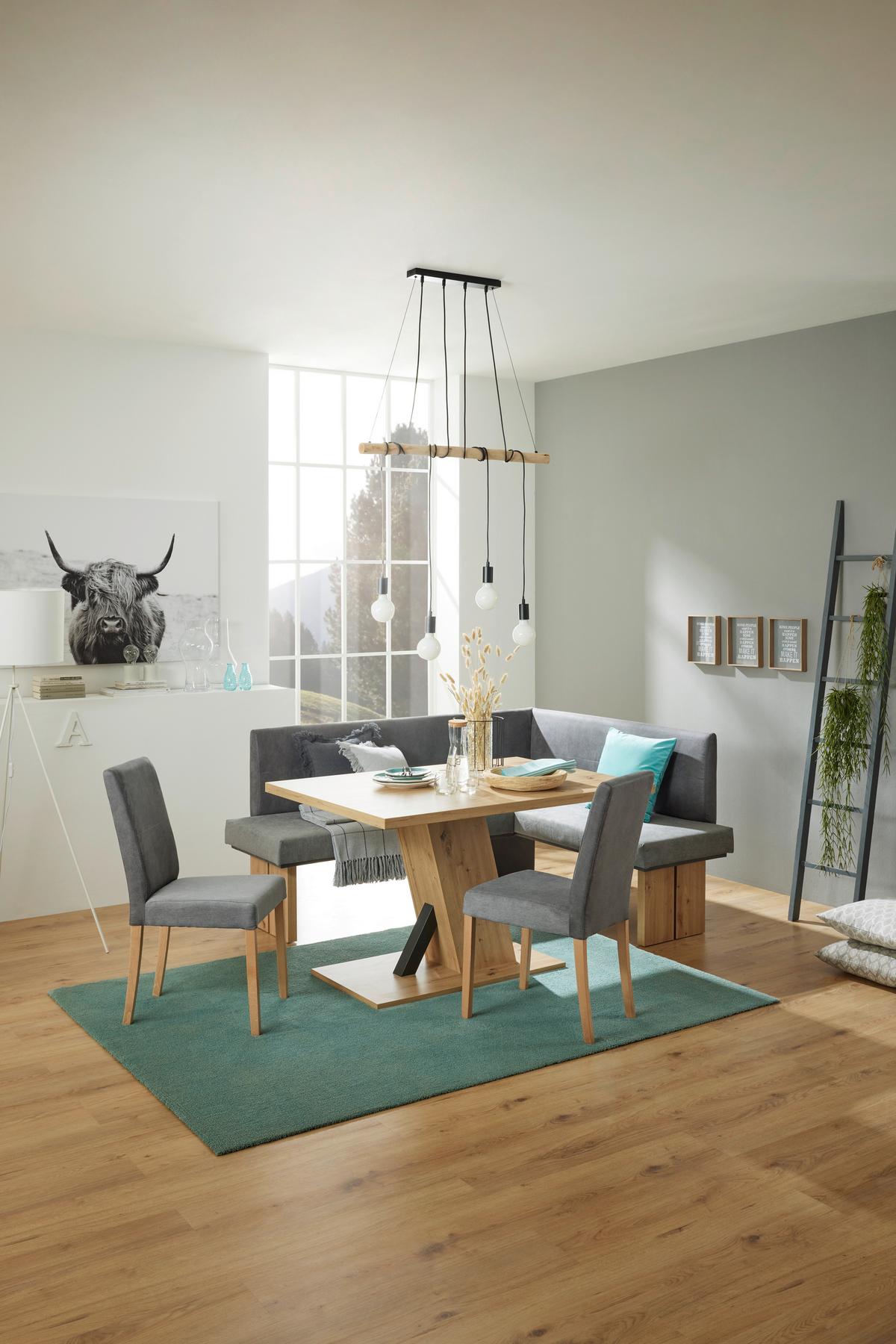 Eckbank Hellgrau/Eiche Dekor Emma 185x150 cm - Eichefarben/Anthrazit, KONVENTIONELL, Holzwerkstoff/Textil (185/150cm)