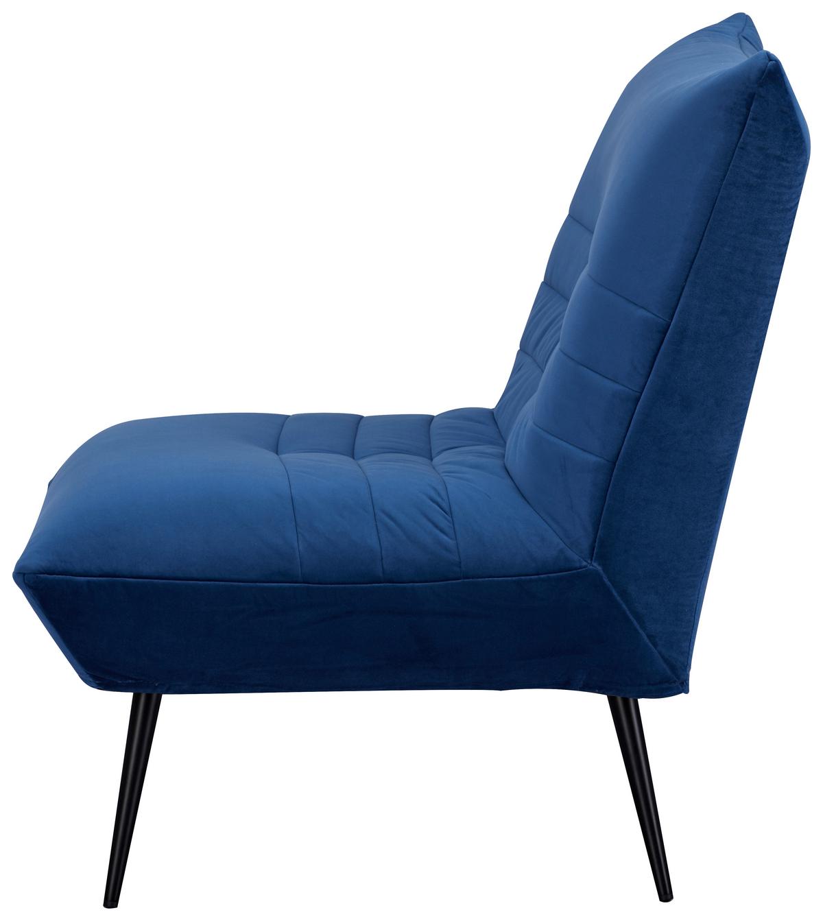 Sessel Jarvis Blau Samt B: 75 cm - Blau/Schwarz, MODERN, Textil (75/92/87cm) - MID.YOU