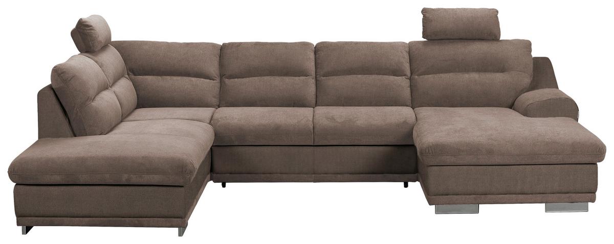 Sedací souprava do U SEASIDE, levá, cappuccino - cappuccino/barvy chromu, Konvenční, kov/textil (218/334/165cm)