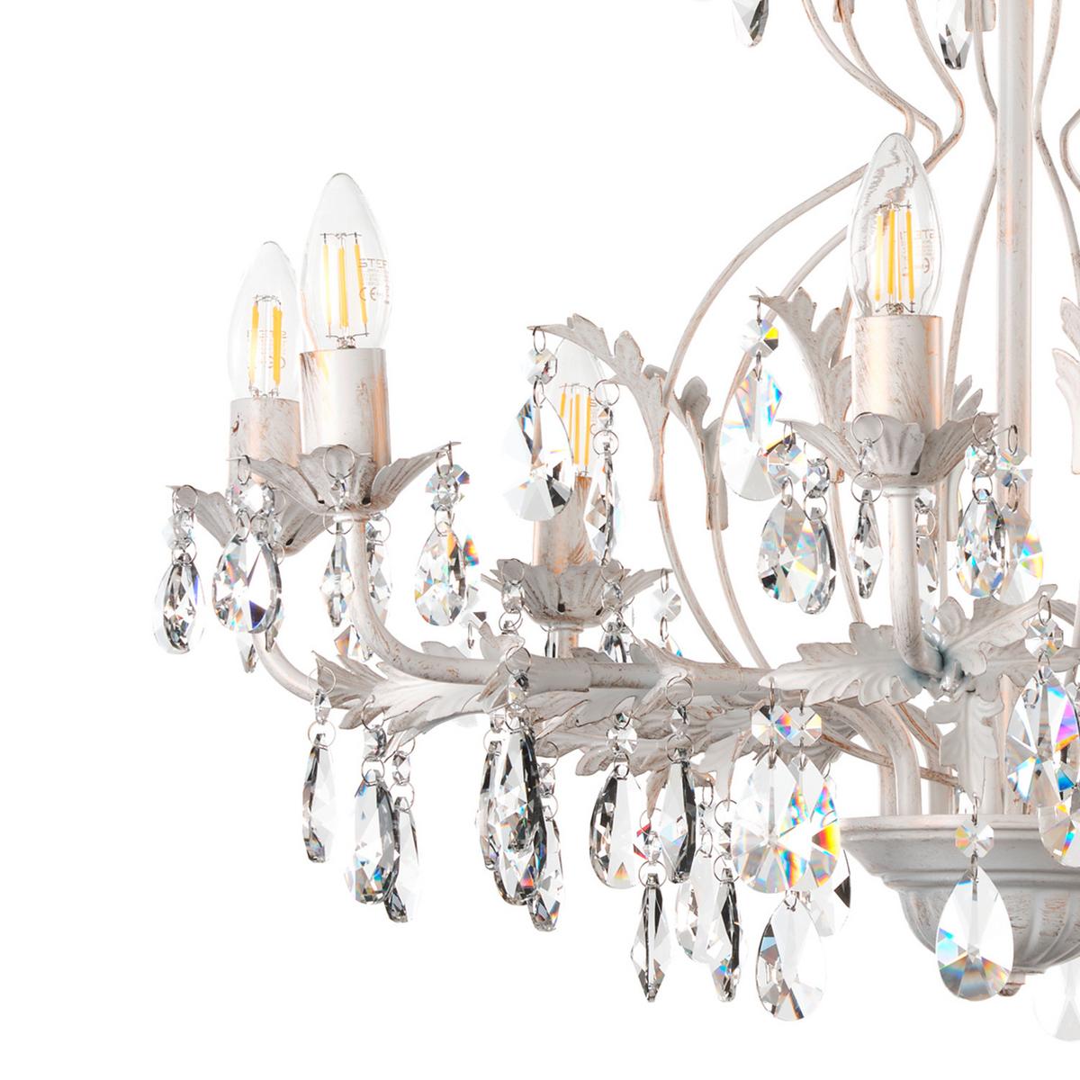 Kristall-hängeleuchte 4670/8a - Weiß, KONVENTIONELL, Glas/Metall (70/105cm)