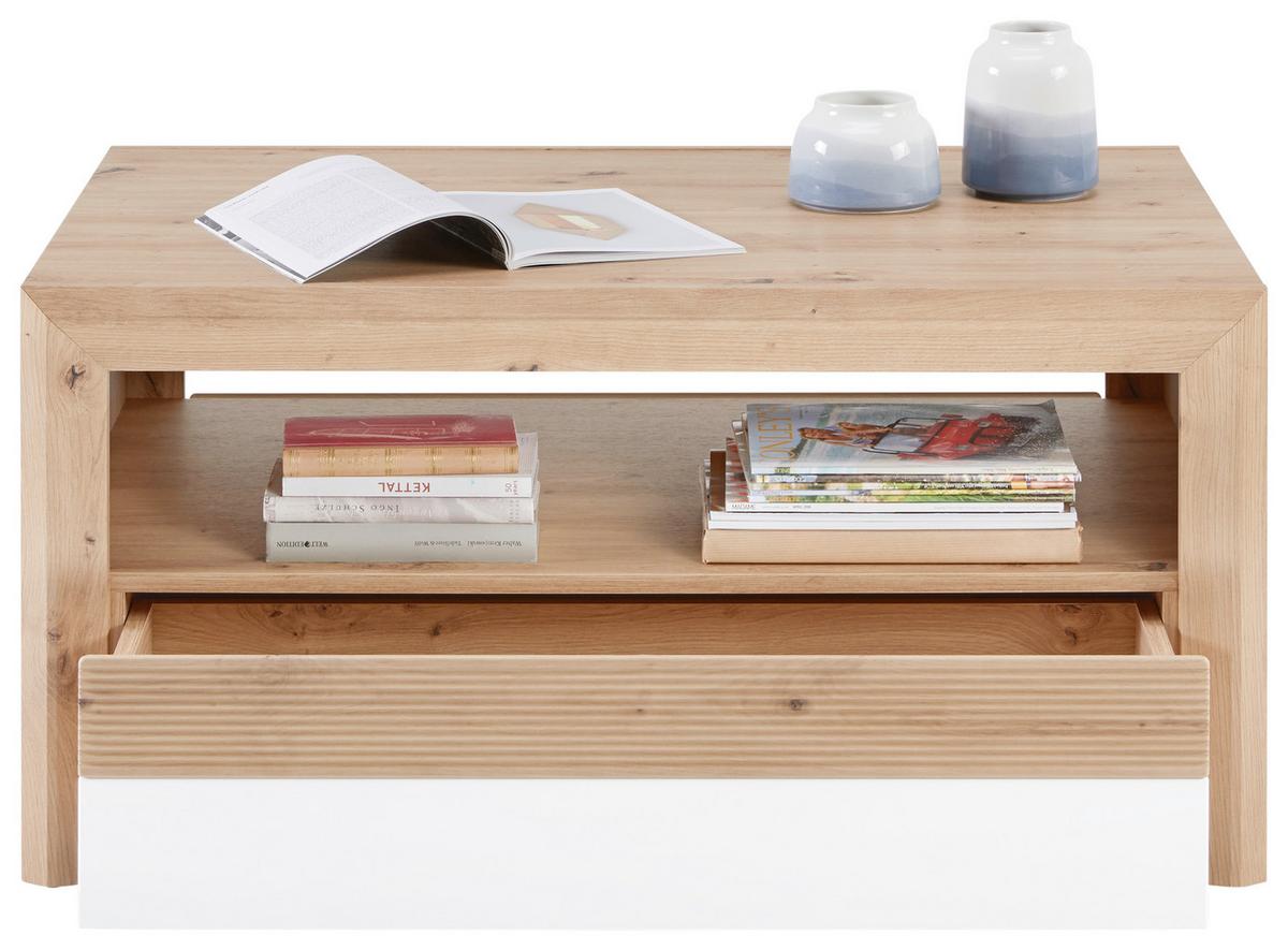 Couchtisch mit Stauraum Kashmir New, Eiche Dekor/Weiß - Eichefarben/Weiß, MODERN, Holzwerkstoff (100/50/69cm) - James Wood