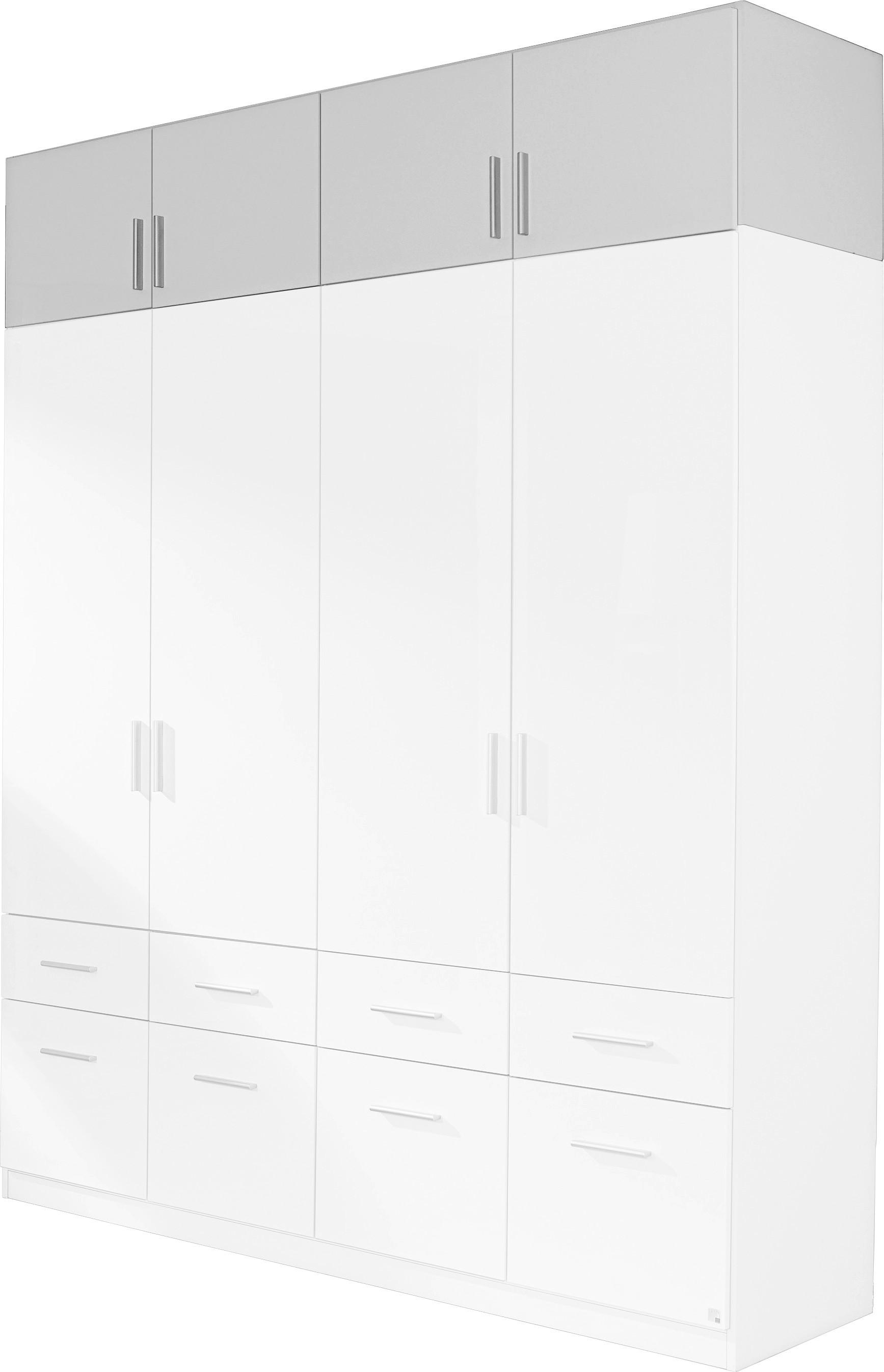NÁSTAVEC NA ŠATNÍ SKŘÍŇ KE 4-DV. SKŘÍNI CELLE - bílá/barvy hliníku, Moderní, dřevo/plast (181/40/54cm)