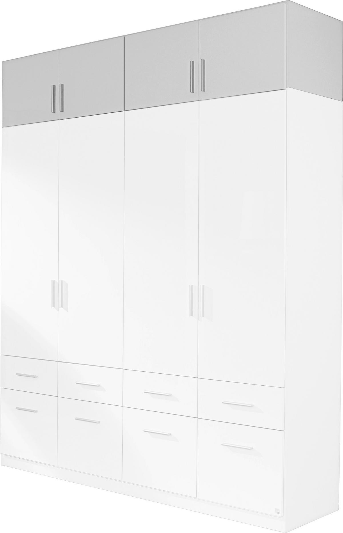 NÁSTAVEC NA ŠATNÍ SKŘÍŇ KE 4-DV. SKŘÍNI CELLE - bílá/barvy hliníku, Moderní, dřevo/plast (181/40/54cm)