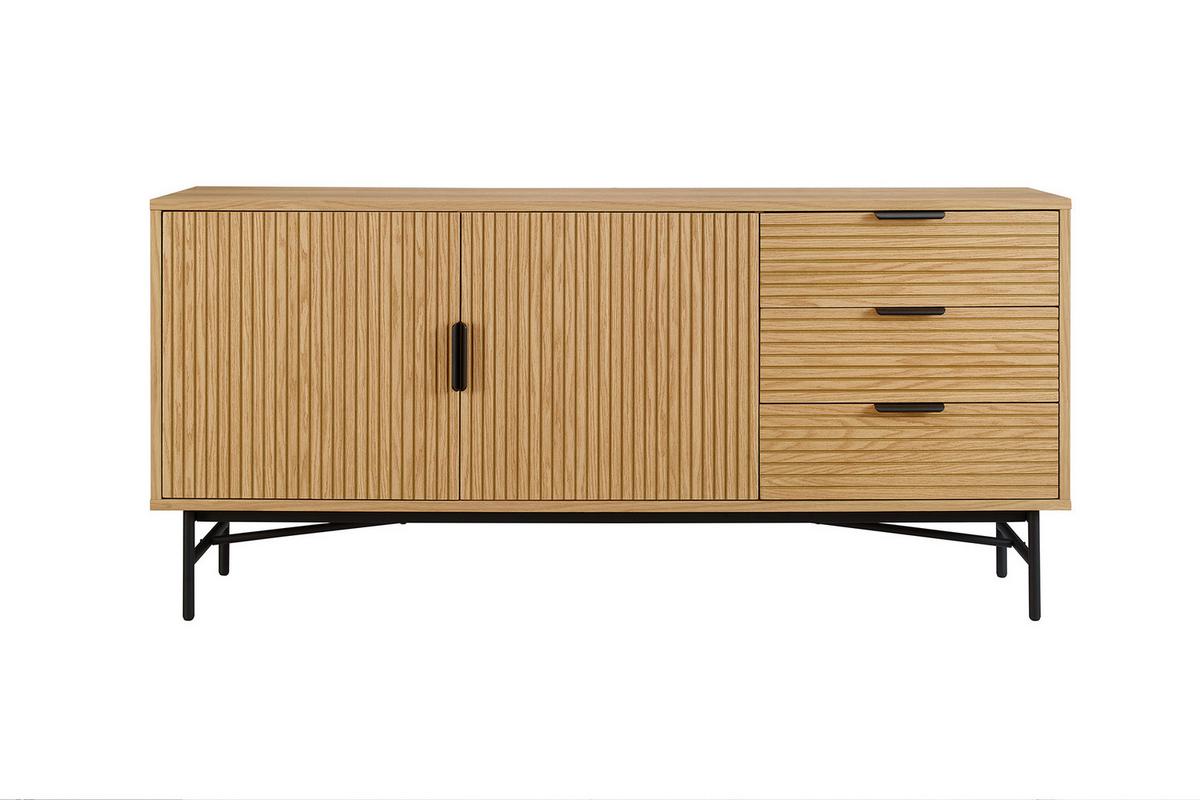 Sideboard Schwarz, Eiche Dekor B: 160cm - Eichefarben/Schwarz, Design, Holz/Holzwerkstoff (160/75/40cm) - Livetastic