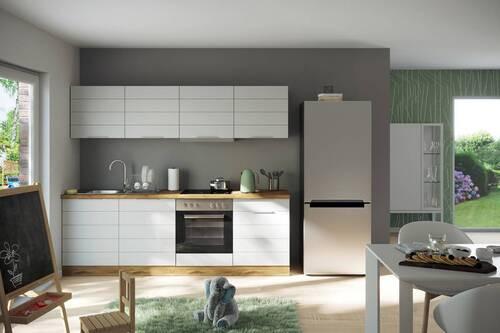 Moderner Küchenblock FLORENZ in Weiß & Eiche Dekor