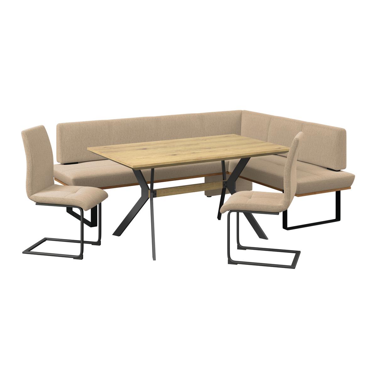 Eckbank Tristan Webstoff beige, S:225x175cm - Beige/Schwarz, MODERN, Holz/Textil (225/175cm) - James Wood