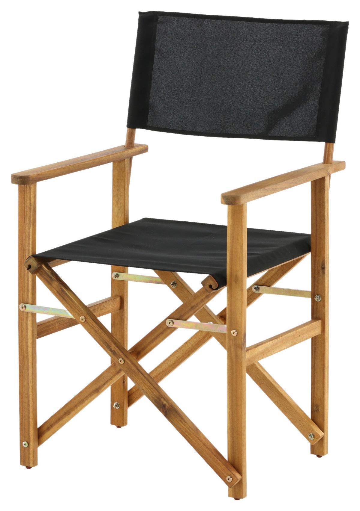 Klappstuhl Marion - Schwarz/Akaziefarben, KONVENTIONELL, Holz/Textil (53/90/55cm) - Gardenson