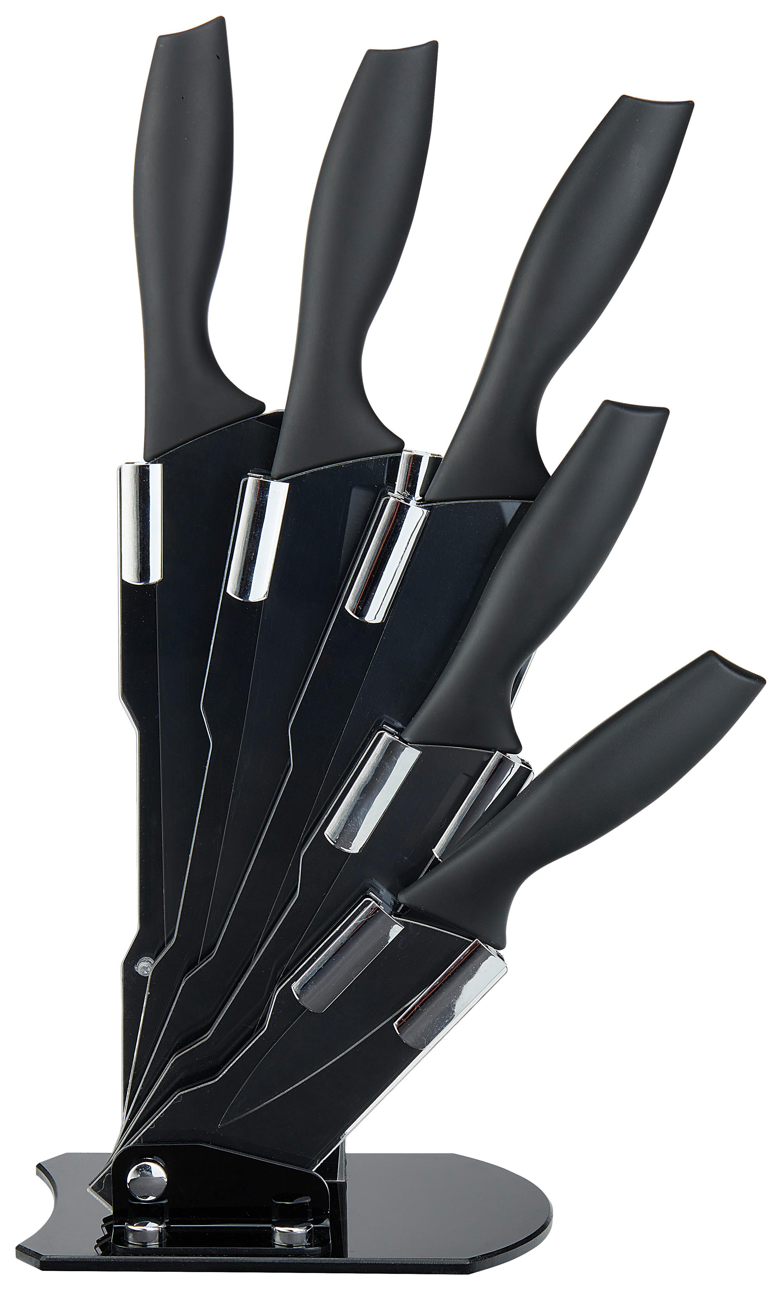 Blok na nože MELLY - černá, Moderní, kov/plast (18/34/11,5cm) - Modern Living