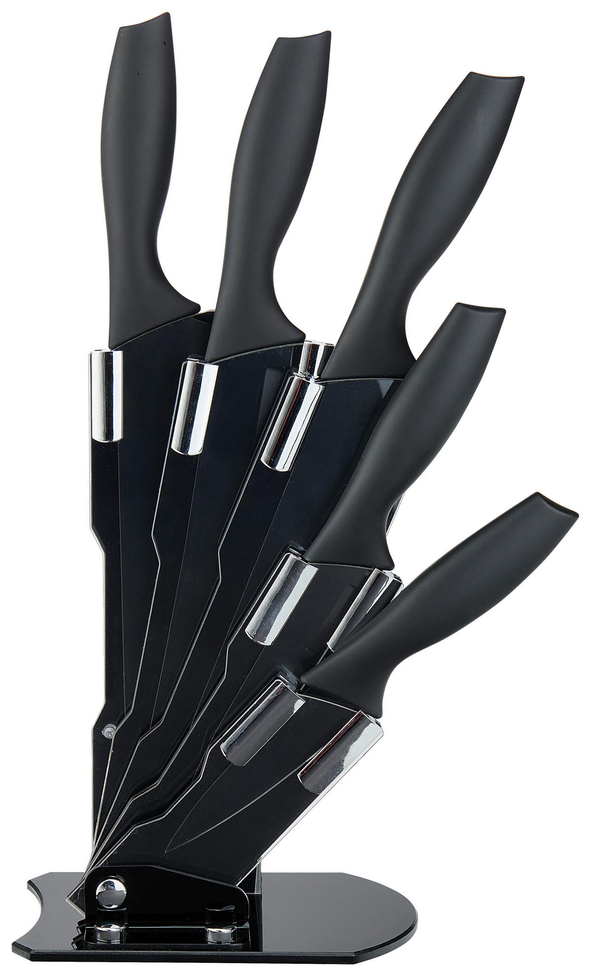 Blok na nože MELLY - černá, Moderní, kov/plast (18/34/11,5cm) - Modern Living