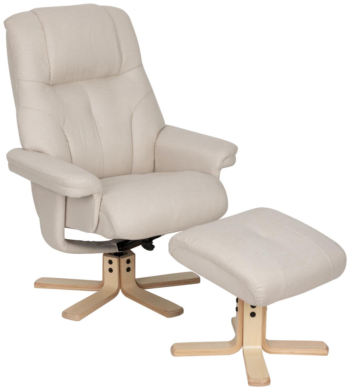 Relaxsesselset Serenity Creme B: 80 Cm - Creme/Naturfarben, Design, Holz/Textil (80/109/79cm) - Livetastic