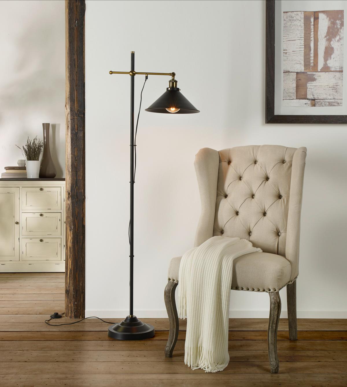 Állólámpa Lenius - fekete, Lifestyle, fém - Globo