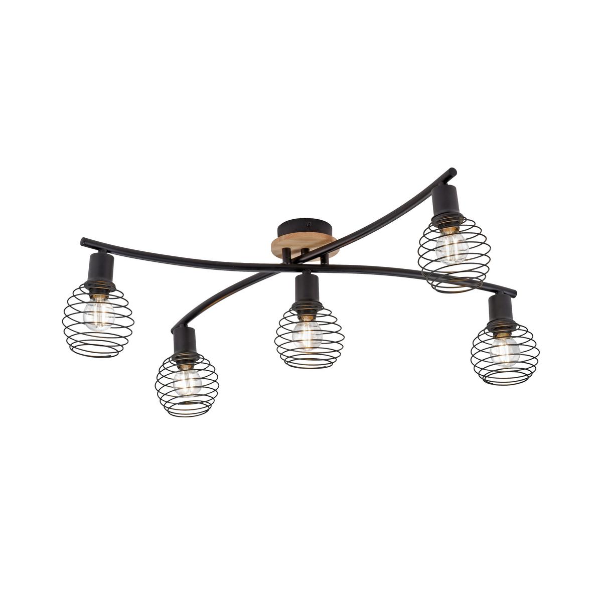 Strahler Eugen 5-Flammig L: 70,1 cm - Natur, Holz/Kunststoff (70,1/66,5/20,1cm)