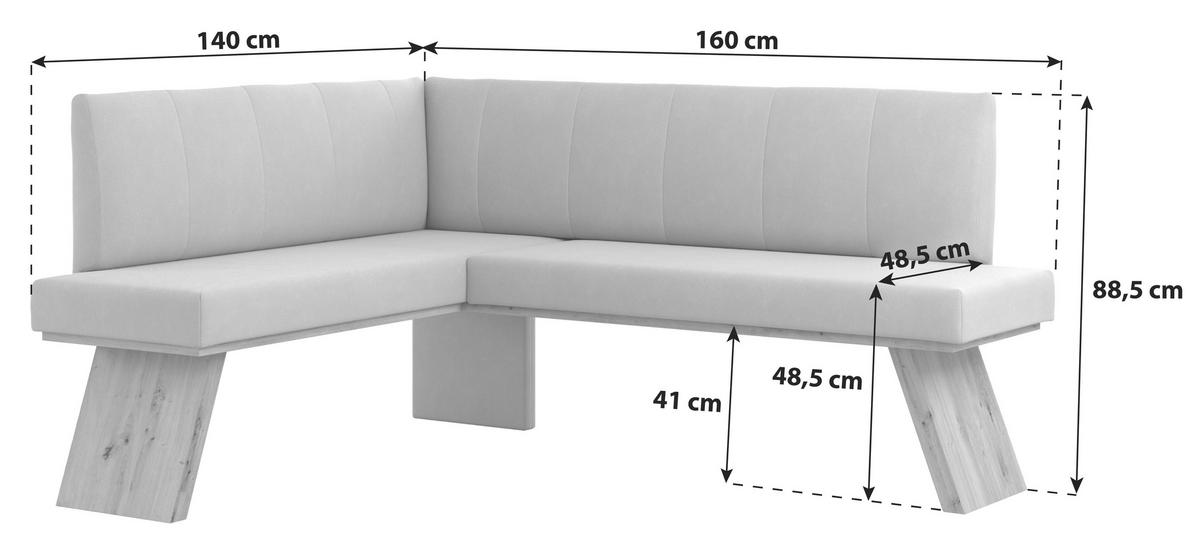 Eckbank Emma II Webstoff Grün, B: 140 cm - Eichefarben/Grün, KONVENTIONELL, Holzwerkstoff/Textil (140/160cm)