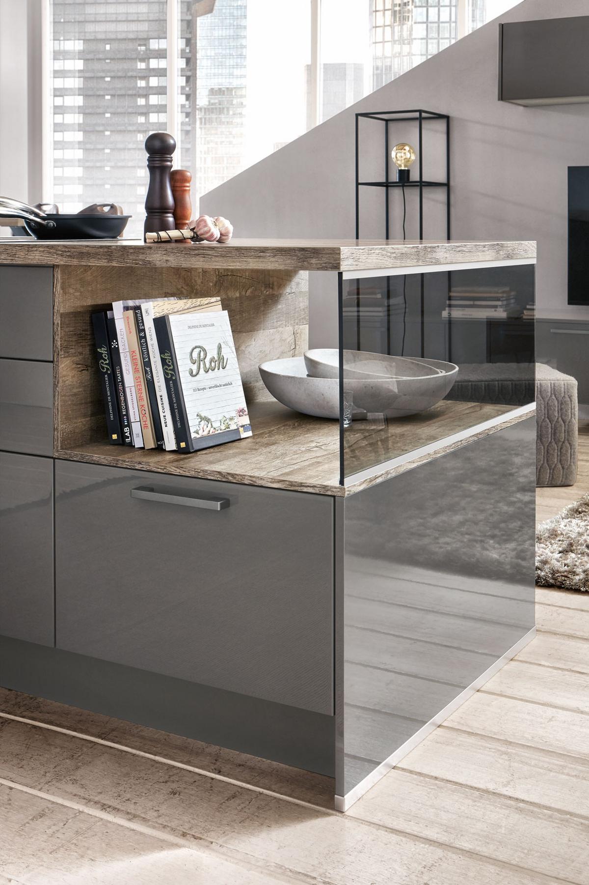 Einbauküche Florenz Frei Planbar Modernes Design - Eichefarben/Anthrazit, MODERN, Holzwerkstoff - Vertico