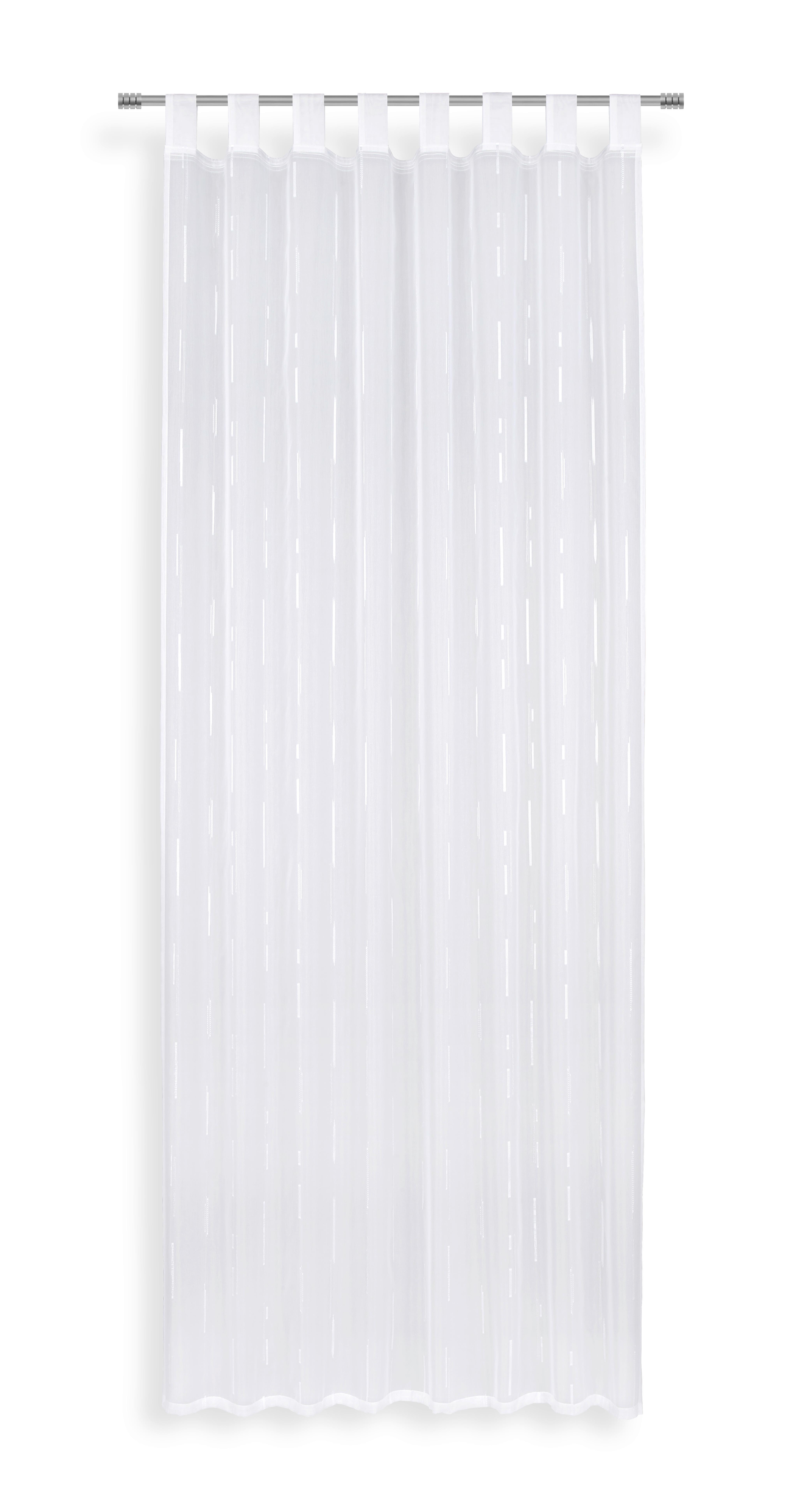 Vorhang mit Schlaufen und Band Arzu 140x255 cm Weiß - Weiß, MODERN, Textil (140/255cm) - Luca Bessoni
