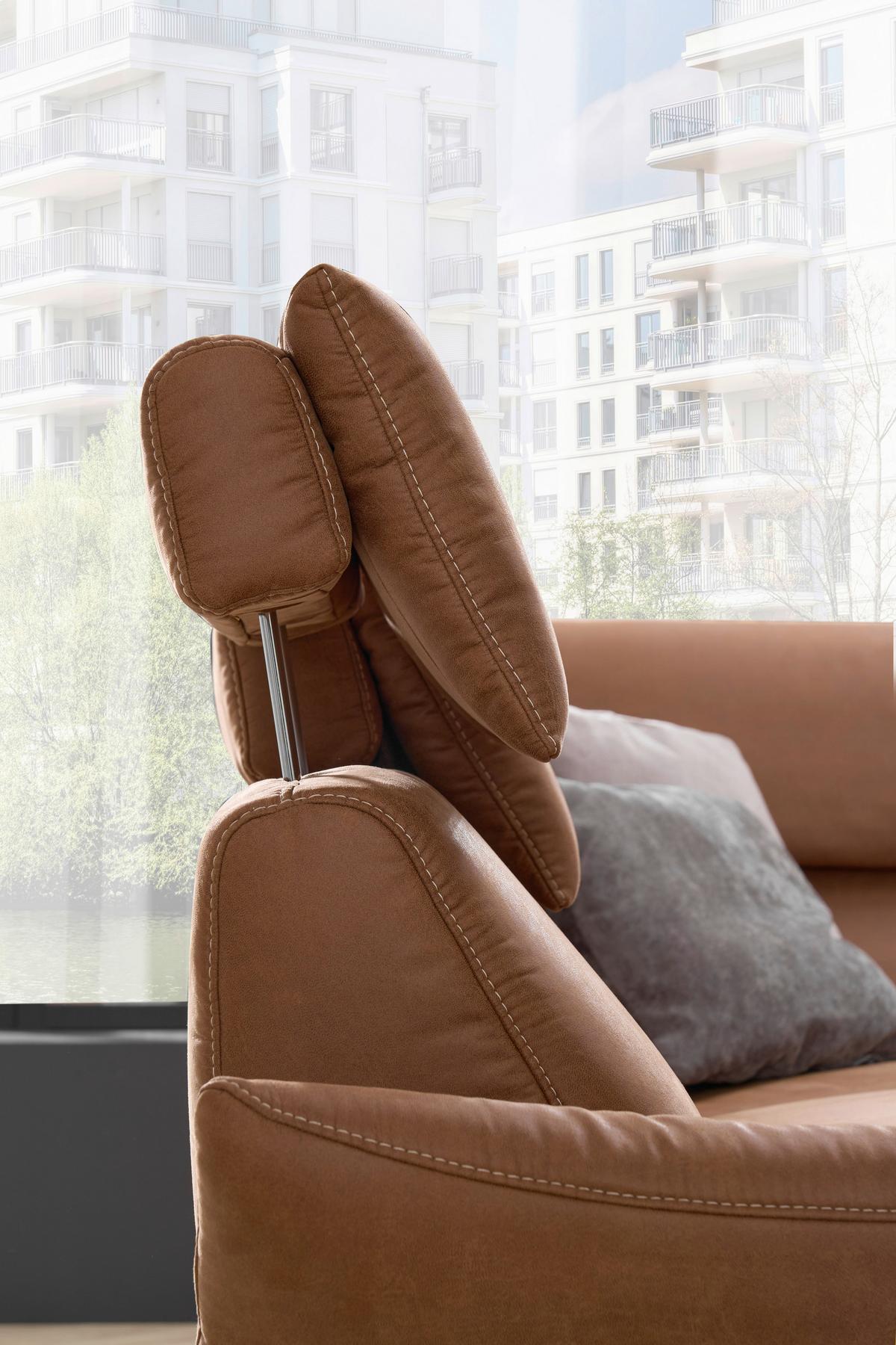Ecksofa Henriette Cognac 274x160 cm - Cognac/Beige, MODERN, Textil (274/160cm)