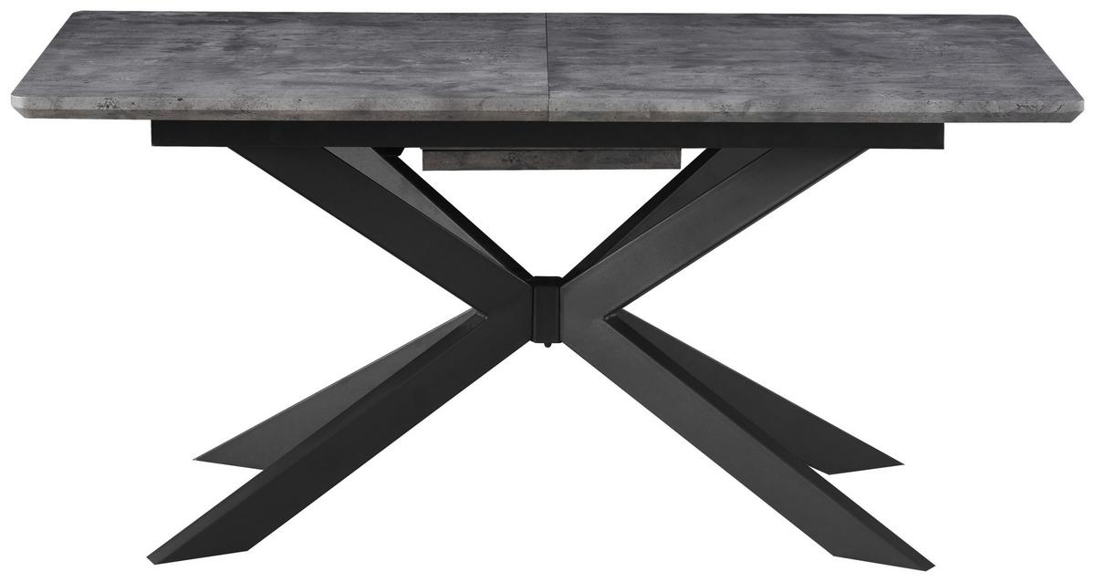 Ausziehtisch Leif 160 Az Mdf Betonoptik, B: 160-200 cm - Schwarz/Grau, KONVENTIONELL, Holzwerkstoff/Metall (160-200/76/90cm) - MID.YOU