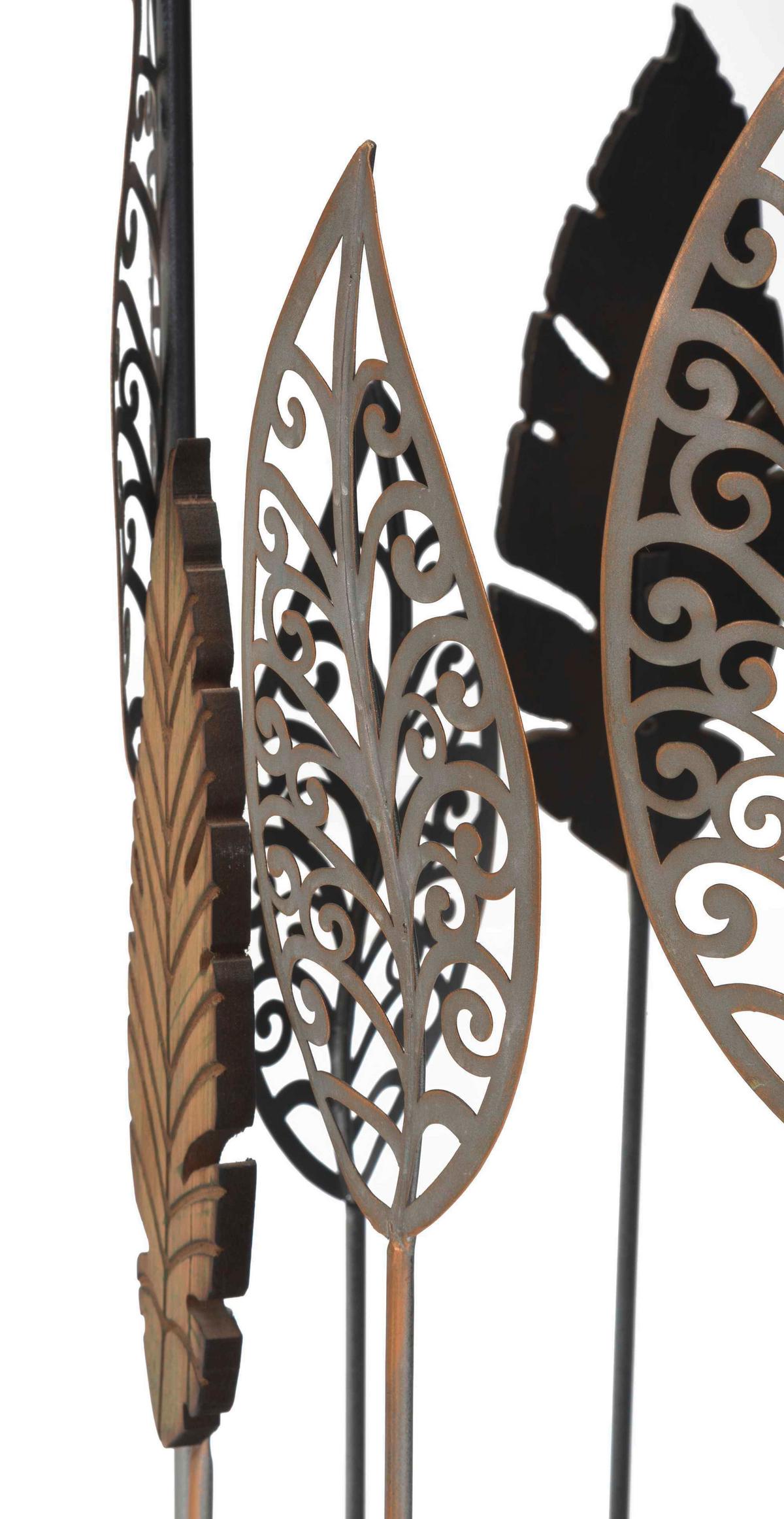 Couchtisch Ferro Legno Foglie Goldfarben, Grautöne B: 38 Cm - Goldfarben/Grau, Basics, Glas/Holzwerkstoff (38/55/38cm)