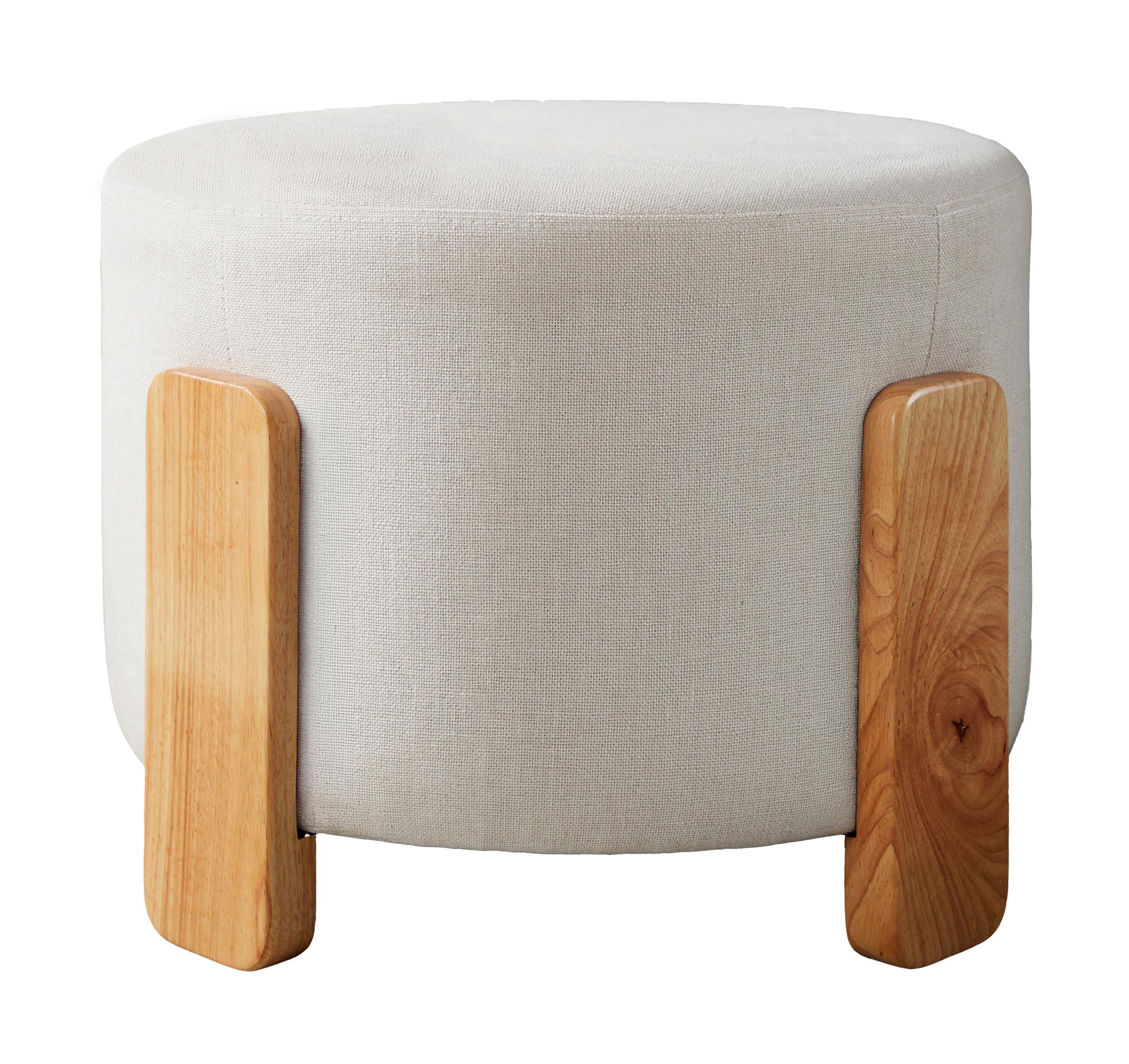 POUF COFFEY - Hellbraun/Weiß, Design, Holz/Textil (52.5/43/52.5cm) - Livetastic
