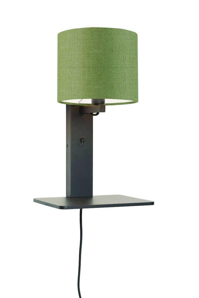 Wandleuchte Andes/W1/B/1815/Gf - Schwarz/Grün, Trend, Holz/Textil (19/24/36cm) - Good & Mojo