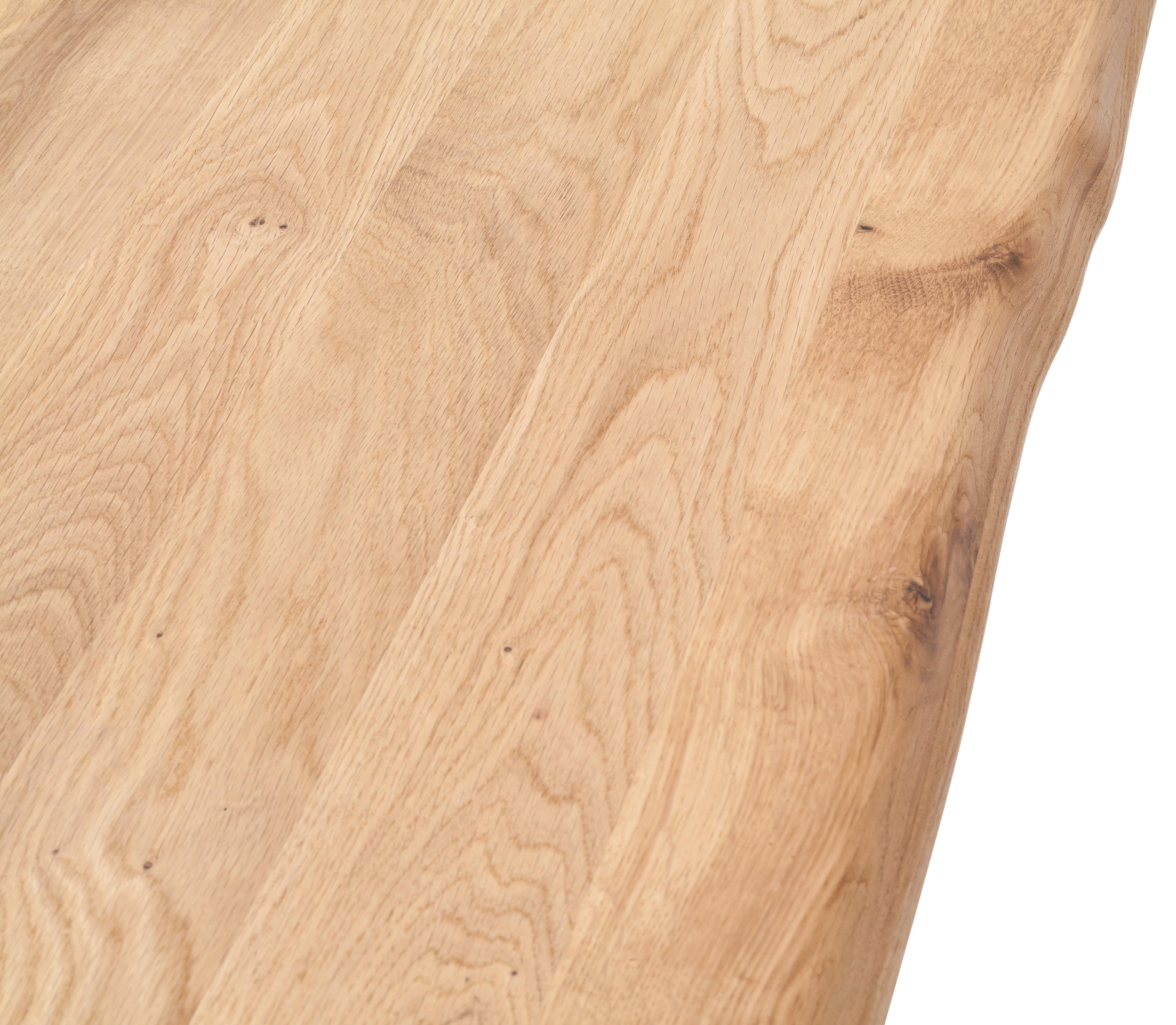 Esstisch Eiche Greta 180x90 Cm Mit Baumkante - Edelstahlfarben/Eichefarben, Design, Holz/Holzwerkstoff (180/90/77cm) - Livetastic