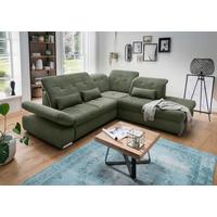 Ecksofa Dalida Dunkelgrün S: 280x254cm - Chromfarben/Dunkelgrün, MODERN, Textil (280/254cm) - Livetastic