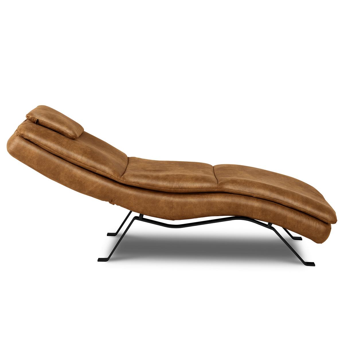 Relaxliege Black Cognac, Leder - Cognac/Schwarz, Design, Leder (65/95/171cm) - Celina Home
