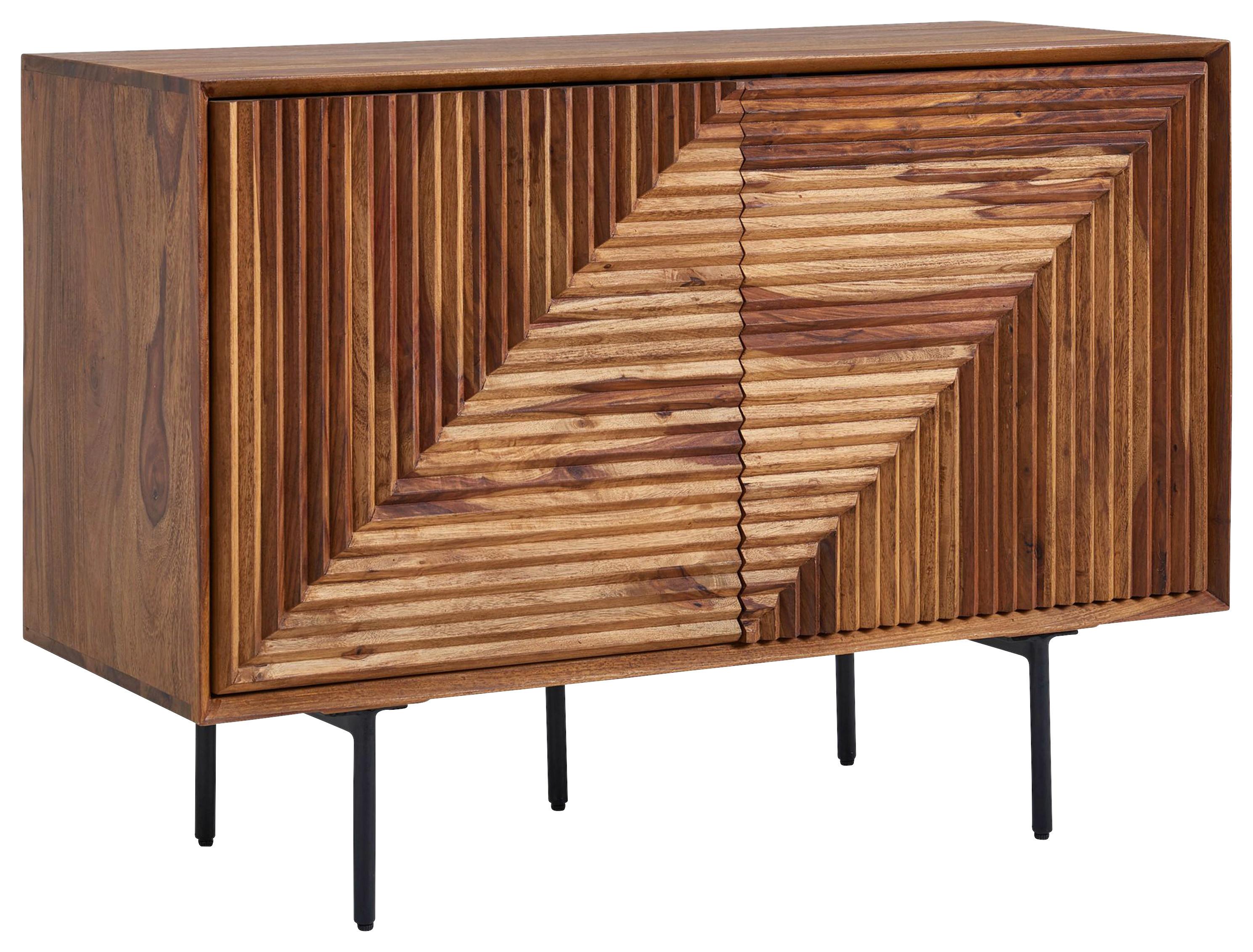 Sideboard Sheesham Sheeshamfarben B: 100 cm - Sheeshamfarben/Schwarz, Design, Holz (100/71/40cm) - MID.YOU