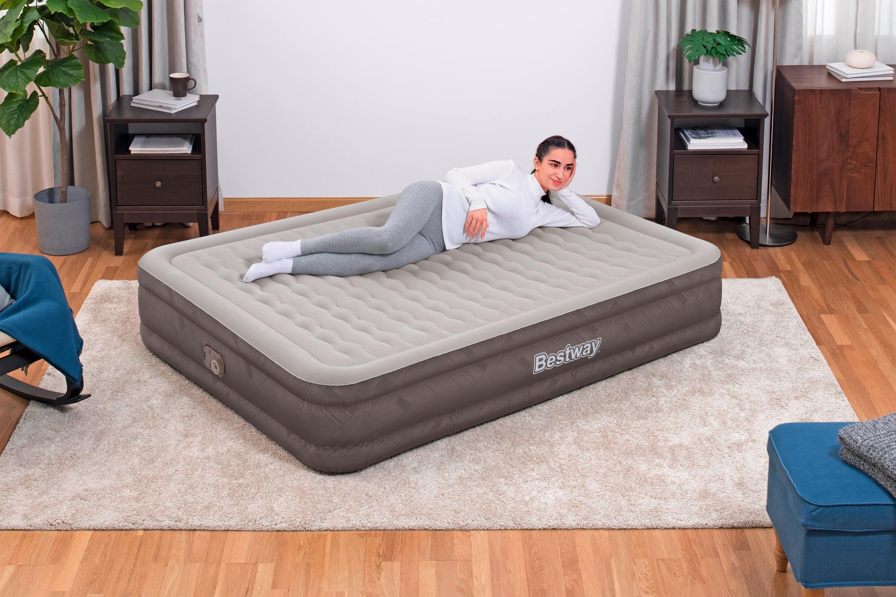 Luftbett Matheo 203x152x36 Cm Bis 350kg, Inkl. Pumpe - Braun/Grau, KONVENTIONELL, Kunststoff/Metall (203/152/36cm) - Bestway