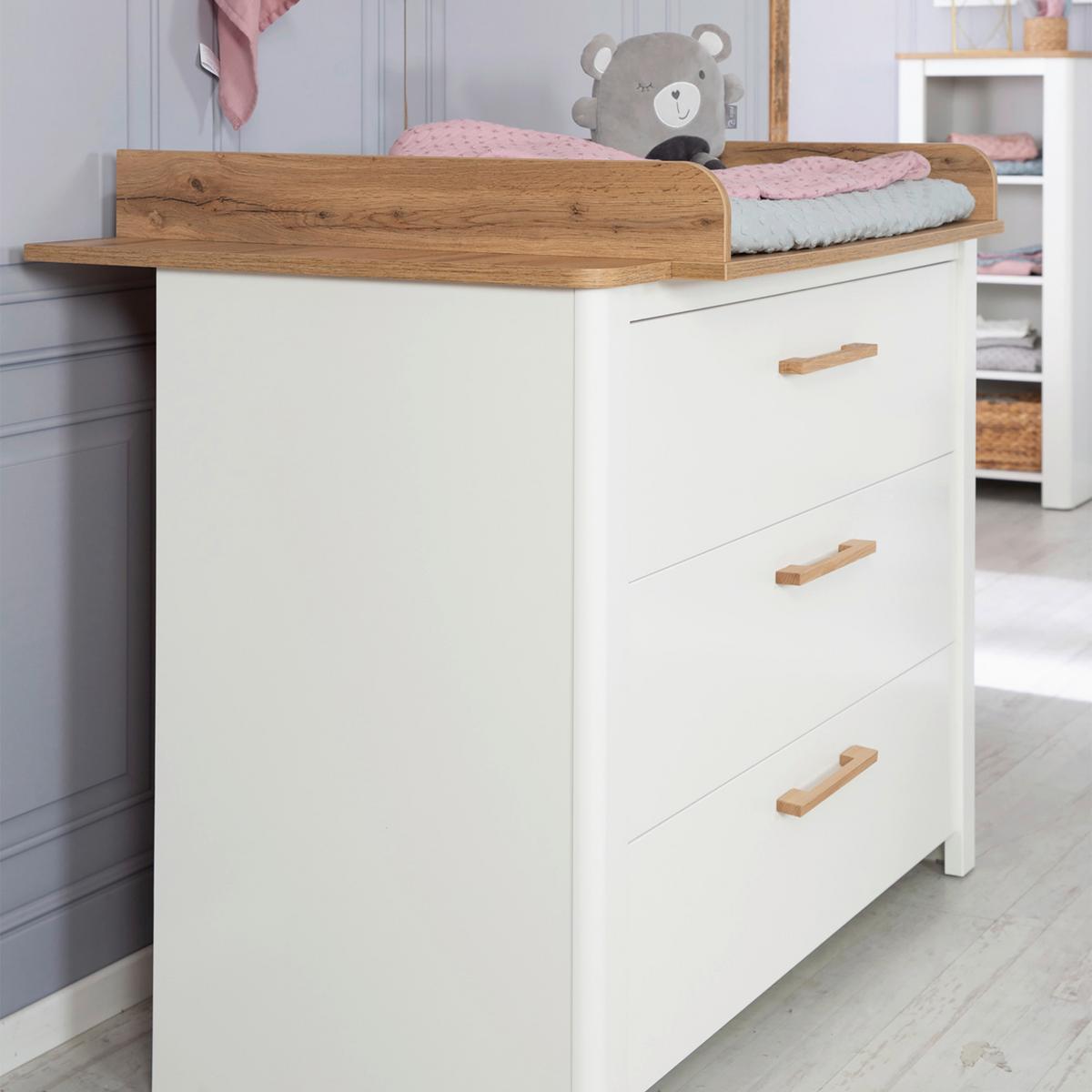 Wickelkommode Weiß/natur - Weiß, Basics, Holzwerkstoff (119/100/76cm) - Roba