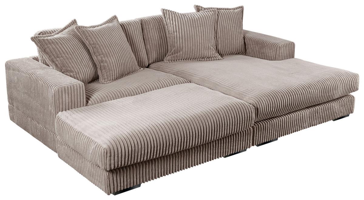 Ecksofa Funny Links Taupe, Mit Hocker, Schenkel: 195x285 Cm - Taupe/Schwarz, Basics, Textil (195/285cm) - Livetastic