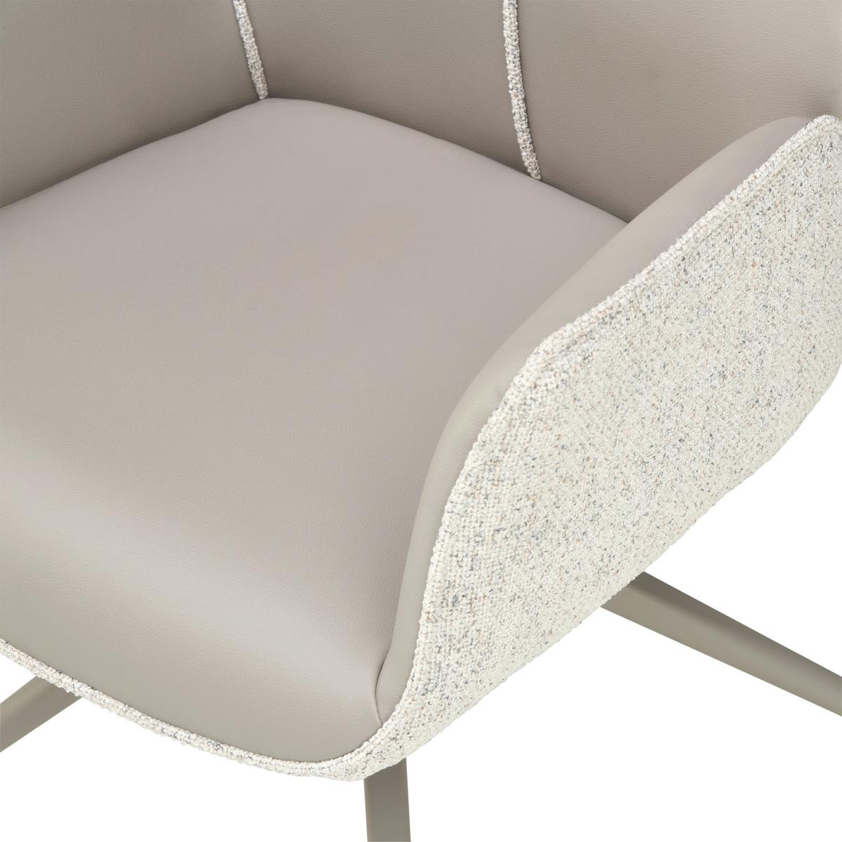 Armlehnstuhl Darcy Lederlook Grau 360° Drehbar - Champagner/Grau, KONVENTIONELL, Textil/Metall (61/82,5/61cm) - Livetastic