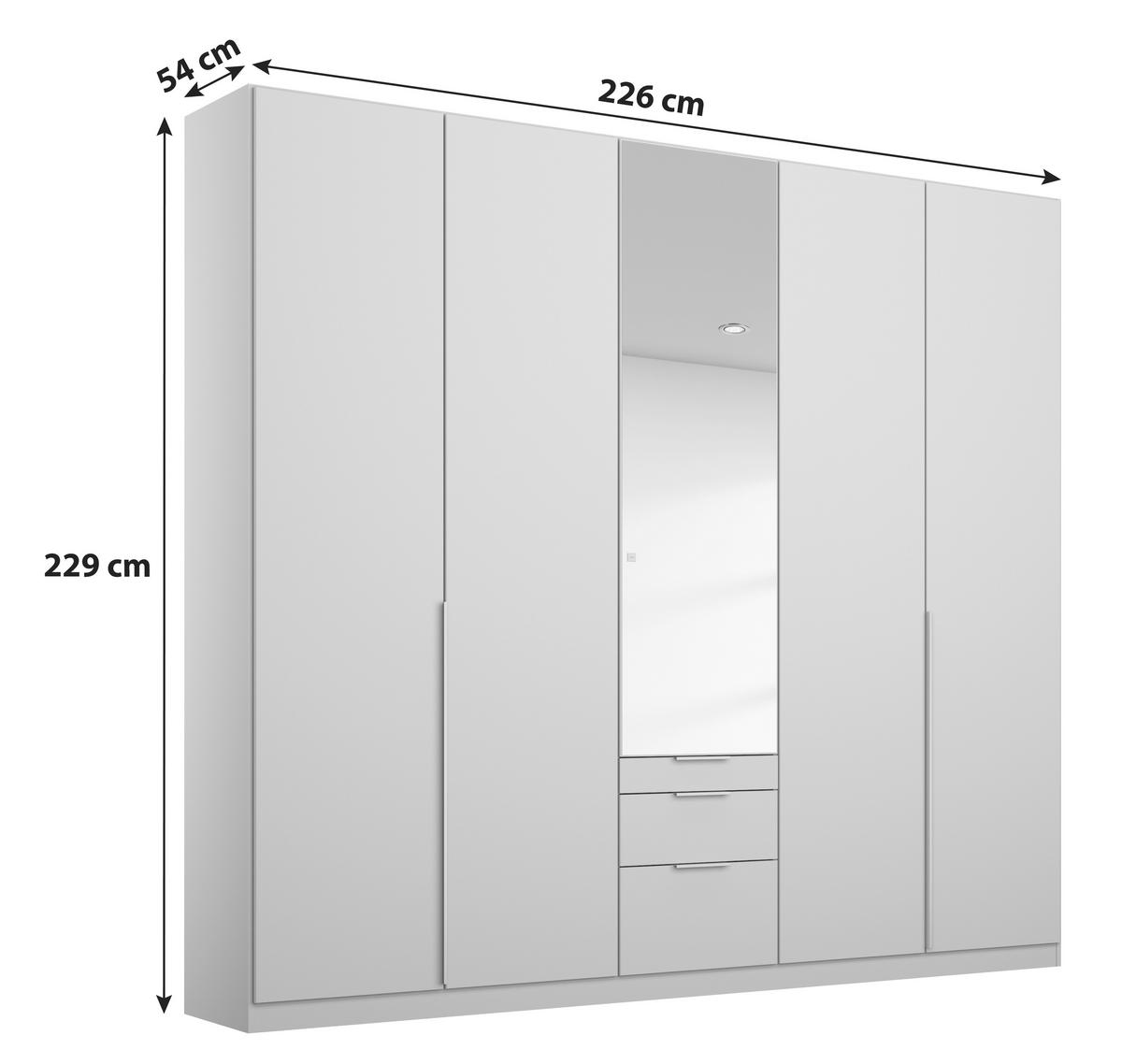 SKRIŇA S OTOČNÝMI DVERAMI ALABAMA - svetlosivá/strieborná, Modern, kompozitné drevo (226/229/54cm)