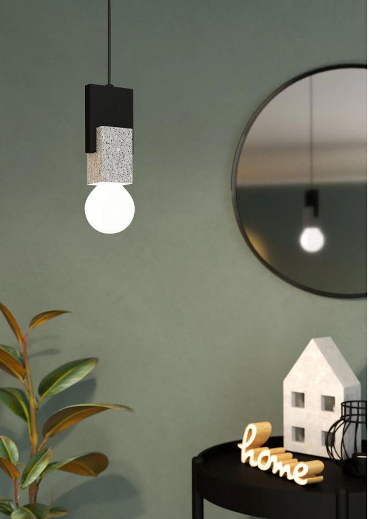 Hängeleuchte Lobatia H: 110 cm 1-flammig, Schwarz - Schwarz, Basics, Holz/Metall (10,5/110cm) - Eglo