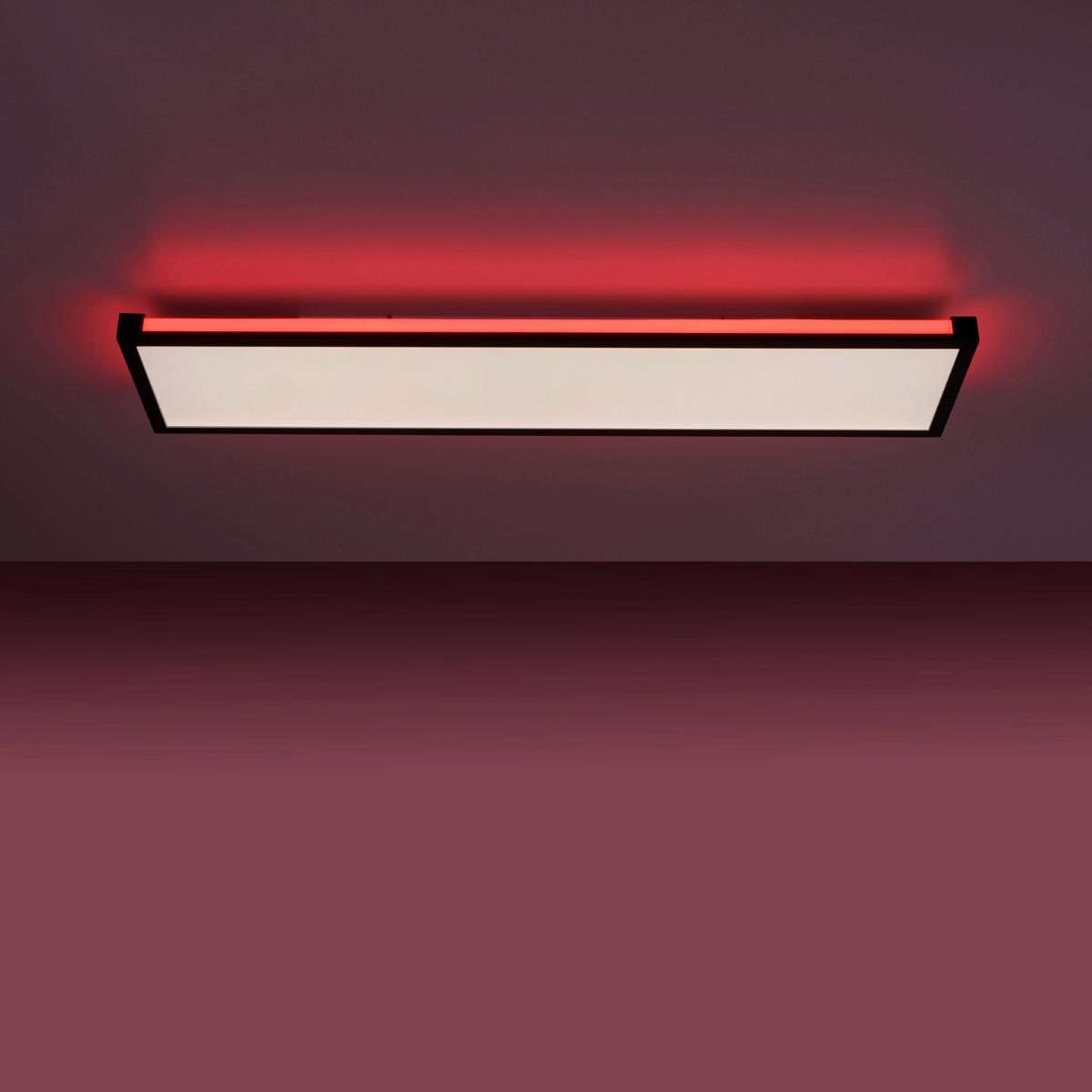 Deckenleuchte Mario L: 100 Cm Rechteckig 2-Flammig Dimmbar - Schwarz, Design, Kunststoff/Metall (100/25/7,1cm)