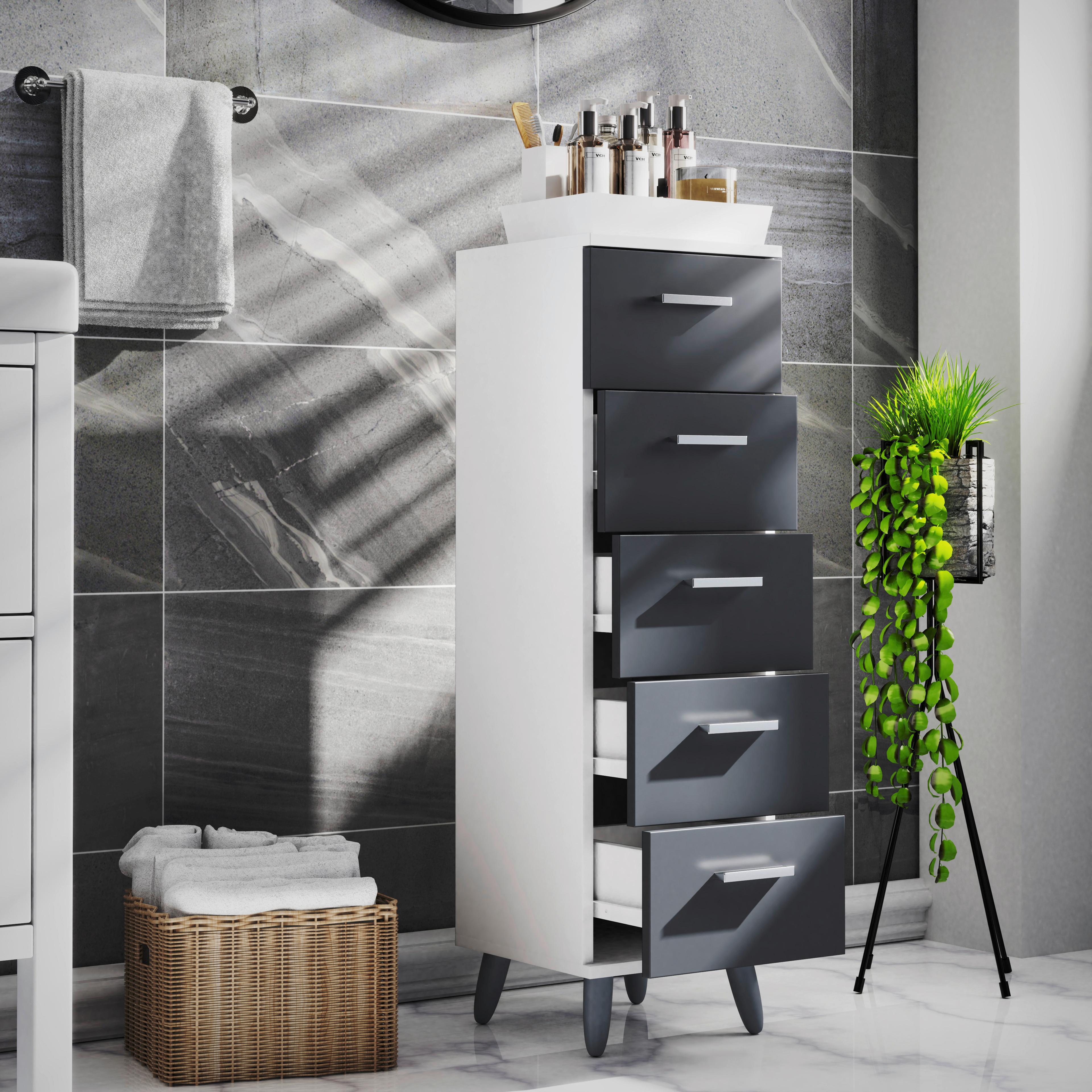 Midischrank Landos M - Anthrazit/Weiß, MODERN, Holzwerkstoff (30/100/30cm) - MID.YOU