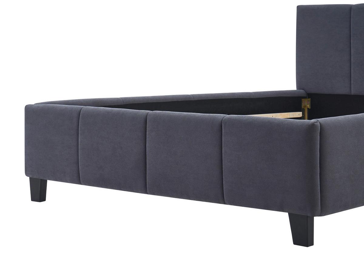 Čalúnená posteľ CRAZY 140x200 cm, tmavosivá - čierna/prírodná farba, Modern, kov/drevo (140/200cm) - Based