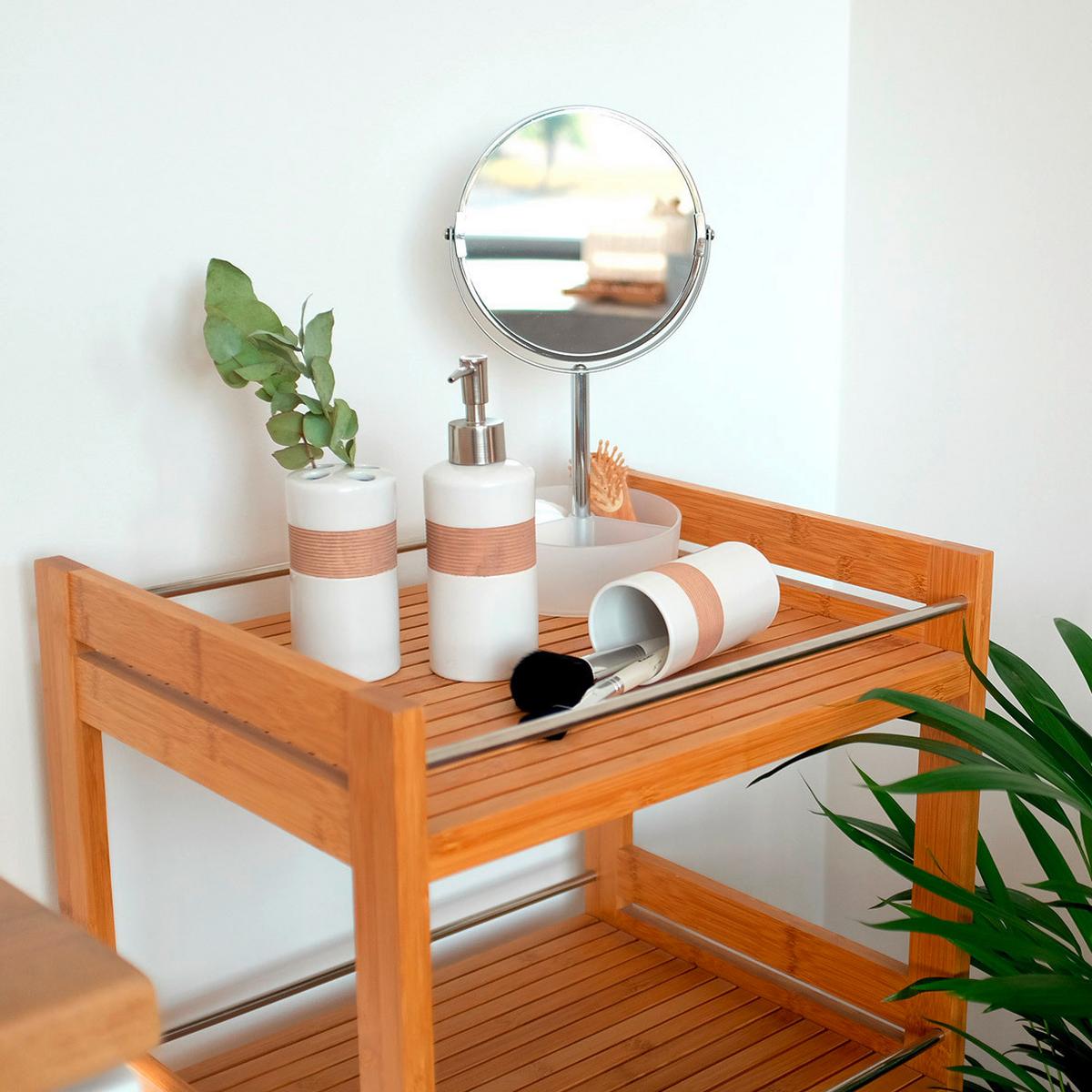 Servierwargen Naturfarben Bxhxt: 45,7x38x76 Cm,3 Ablagen - Naturfarben, Basics, Holz/Metall (45,7/38/76cm) - Zeller Present