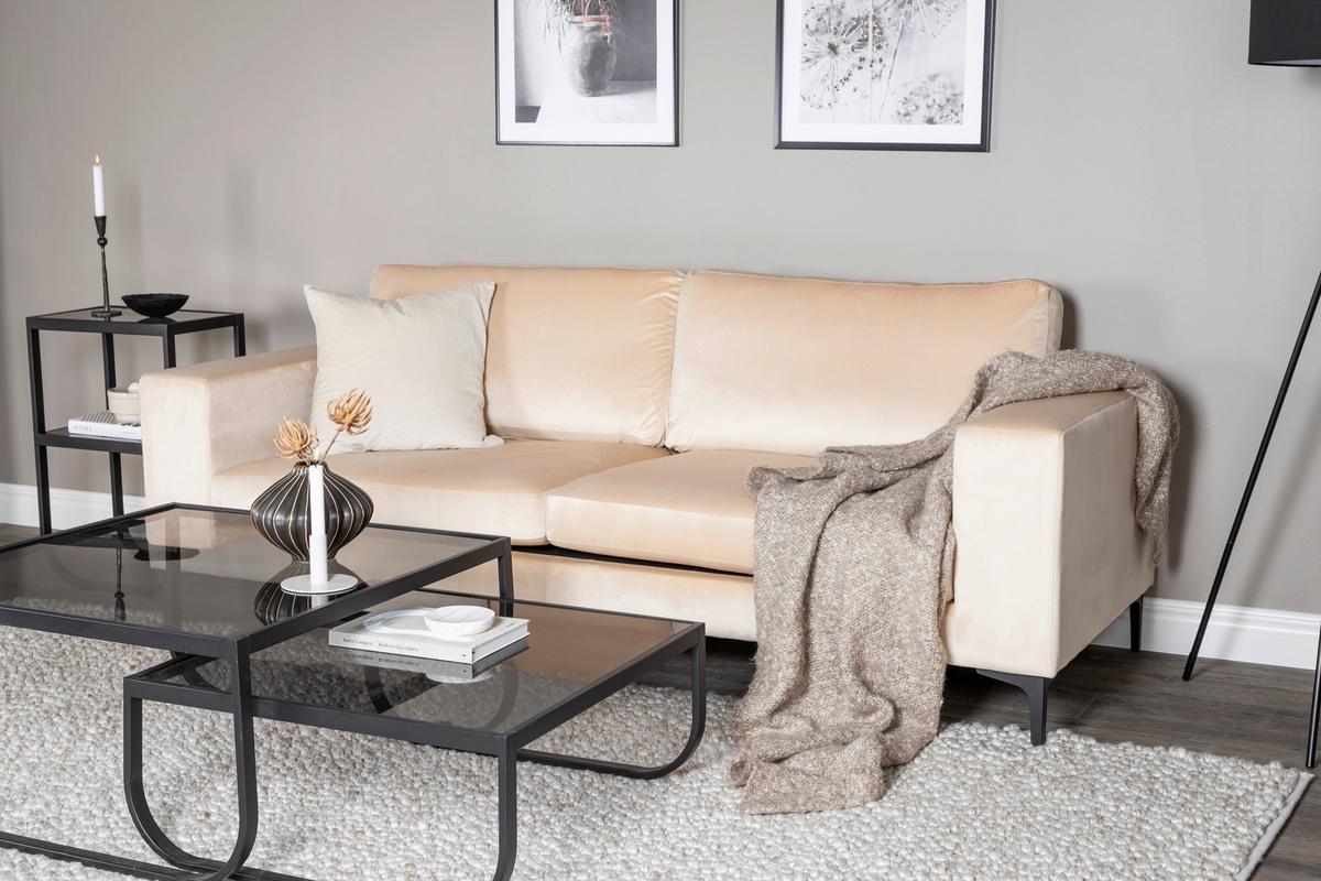 2-sitzer-sofa Bolero - Beige/Schwarz, Design, Kunststoff/Textil (215/84/88cm) - Livetastic