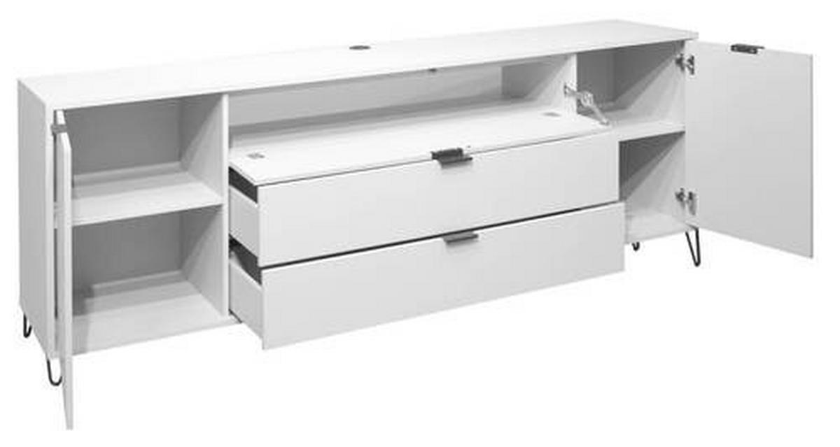 Široká komoda BOUNTY 216cm - bílá/černá, Moderní, kov/kompozitní dřevo (216/82/45cm) - Mömax