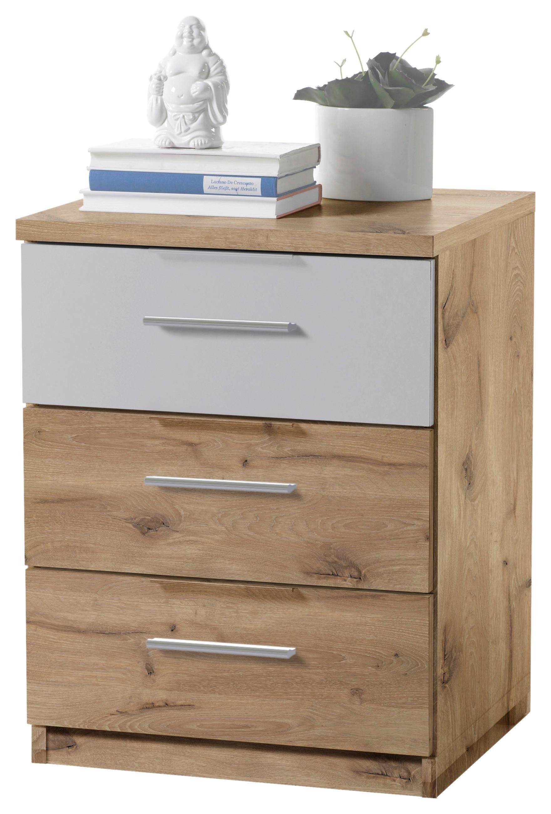 NOČNÝ STOLÍK MARS - farba duba/svetlosivá, Modern, kompozitné drevo/plast (46/56/41cm)