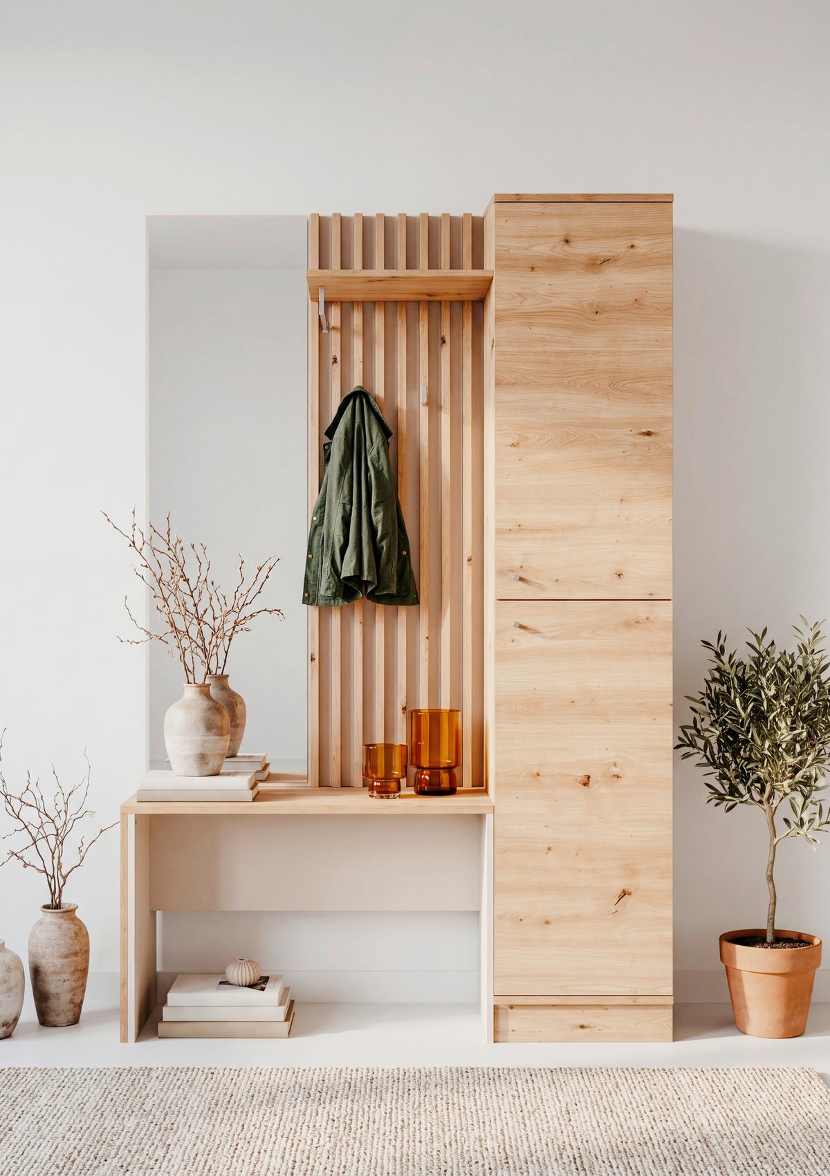 Garderobe Medan Kaschmir/Eiche Dekor B: 122cm - Kaschmir/Eiche Artisan, MODERN, Glas/Holzwerkstoff (122/190/37cm) - MID.YOU