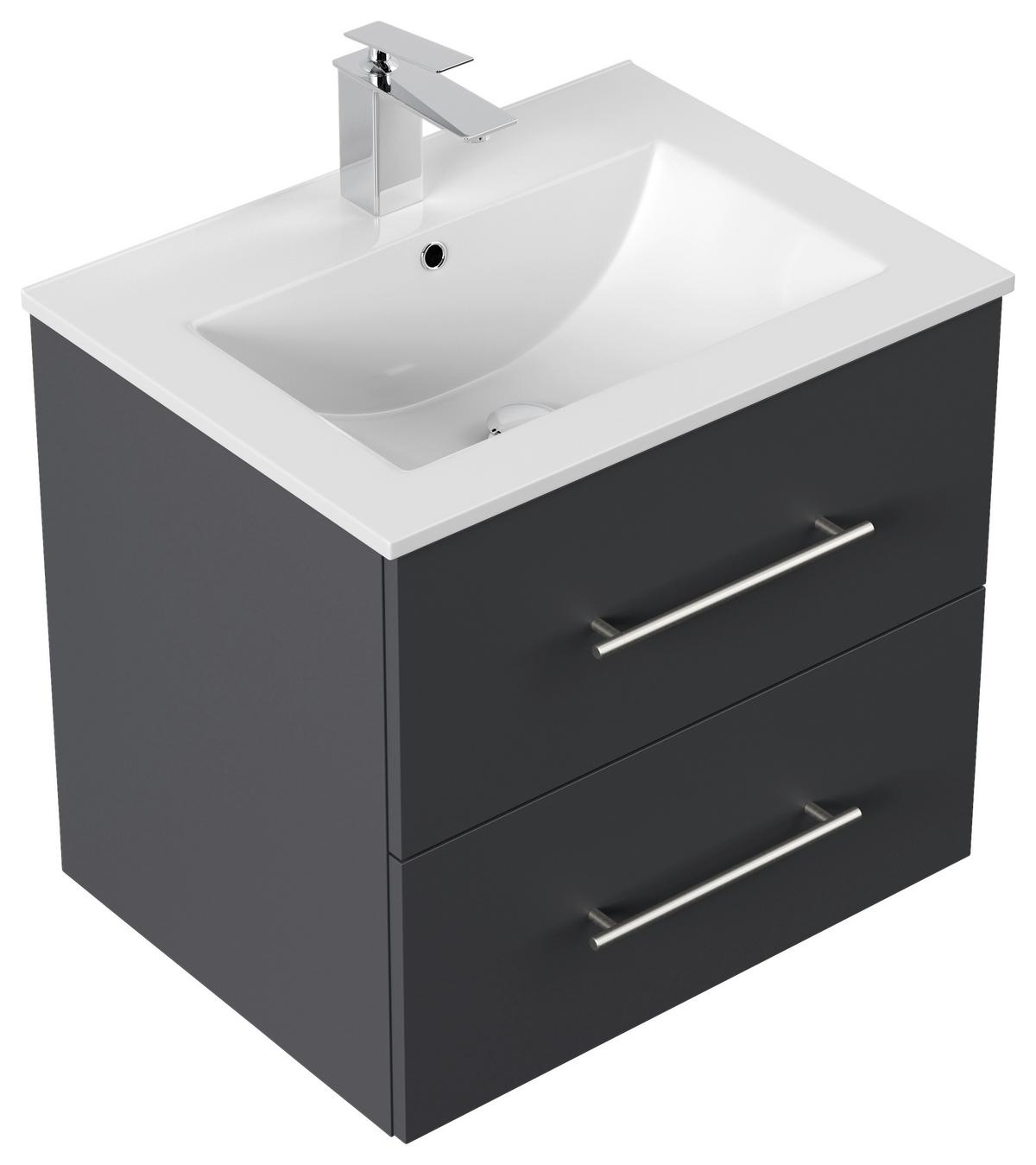WASCHTISCHKOMBI Homeline, Graphitfarben B: 61,5 cm - Graphitfarben/Weiß, Basics, Keramik/Holzwerkstoff (61,5cm) - MID.YOU