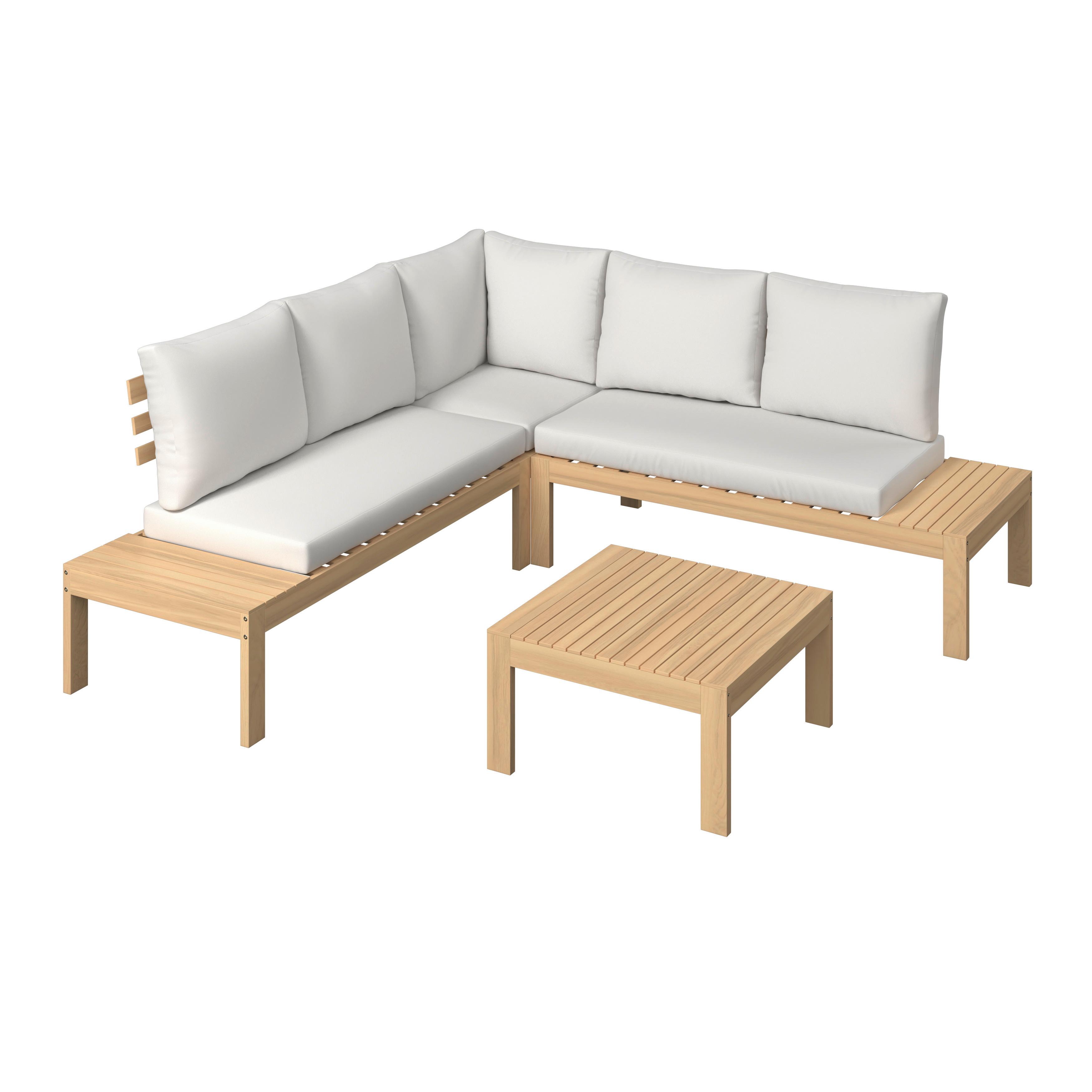 Loungegarnitur Korfu - Beige/Akaziefarben, MODERN, Holz/Textil (206/188cm) - Beldano