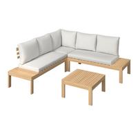 Loungegarnitur Korfu - Beige/Akaziefarben, MODERN, Holz/Textil (206/188cm) - Beldano