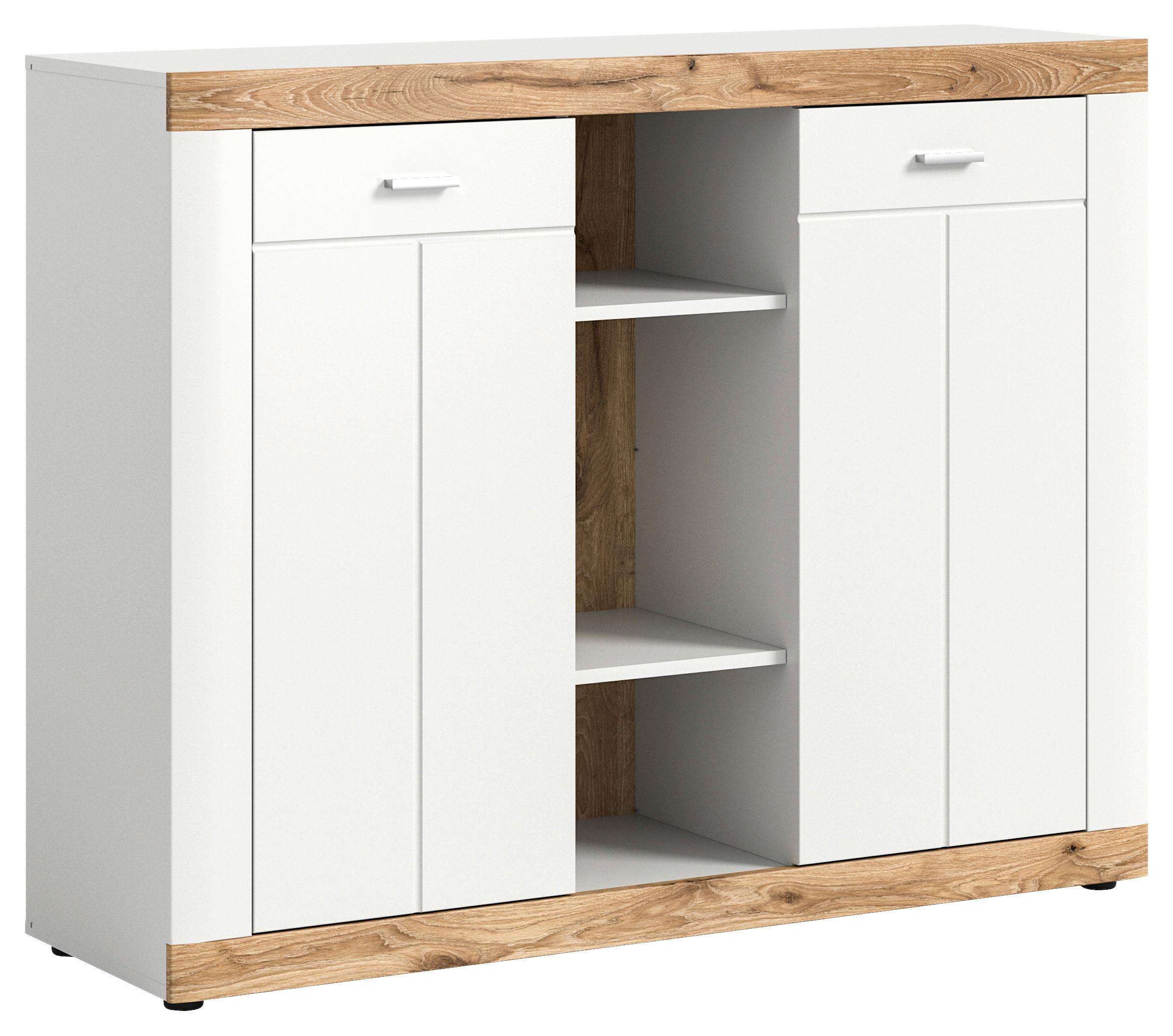 Kommode Laredo Weiß Nox Oak Dekor B: 104 cm - KONVENTIONELL, Holzwerkstoff (104/131/40cm) - MID.YOU