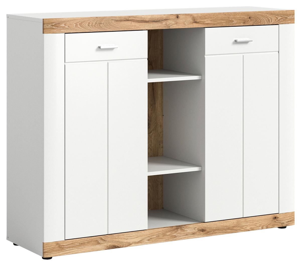 Kommode Laredo Weiß Nox Oak Dekor B: 104 Cm - KONVENTIONELL, Holzwerkstoff (104/131/40cm) - MID.YOU