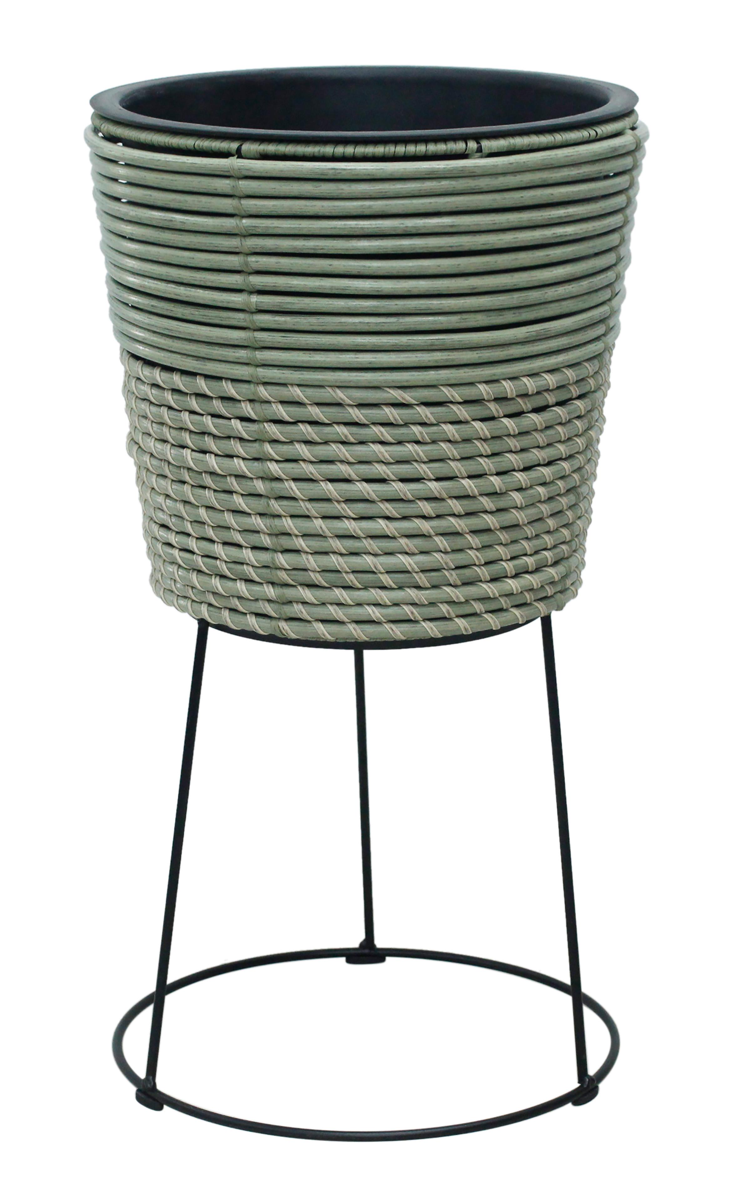 Pflanzentopf Marlisa - Schwarz/Grün, KONVENTIONELL, Kunststoff/Metall (31/55cm) - Luca Bessoni