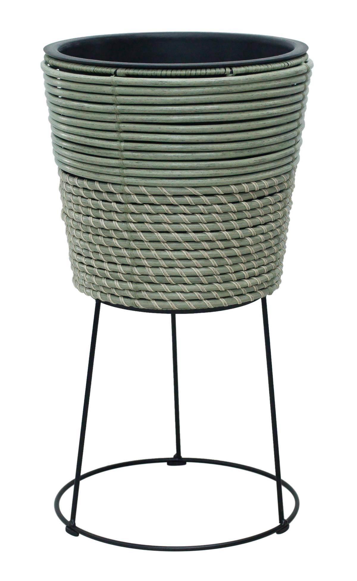 Pflanzentopf Marlisa - Schwarz/Grün, KONVENTIONELL, Kunststoff/Metall (31/55cm) - Luca Bessoni