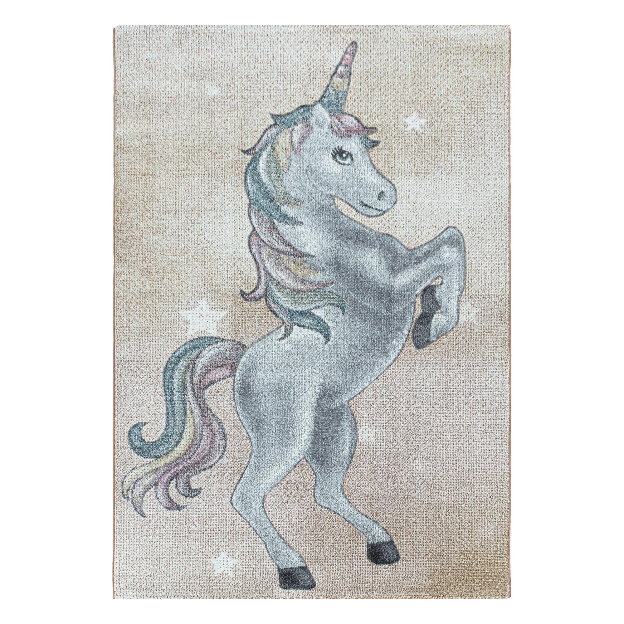 Kinderteppich Einhorn Grau/ Gelb Funny Yellow 160x230 cm - Gelb/Weiß, Trend, Textil (160/230cm)